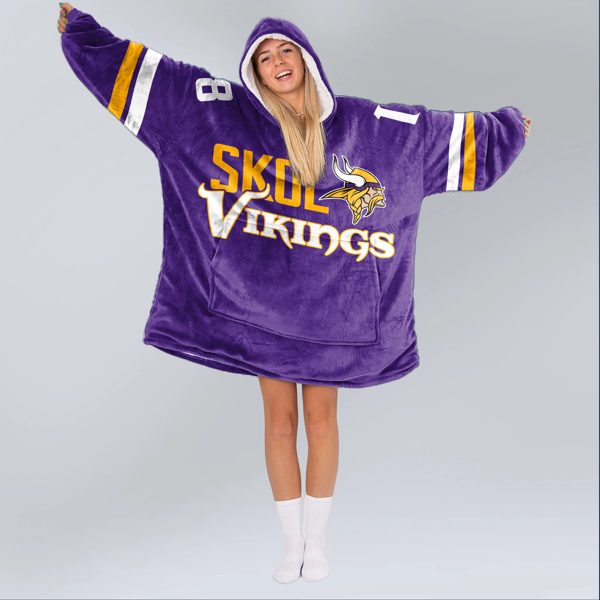 Adult Skol JJ 18 Minnesota Football Unisex Blanket Hoodie