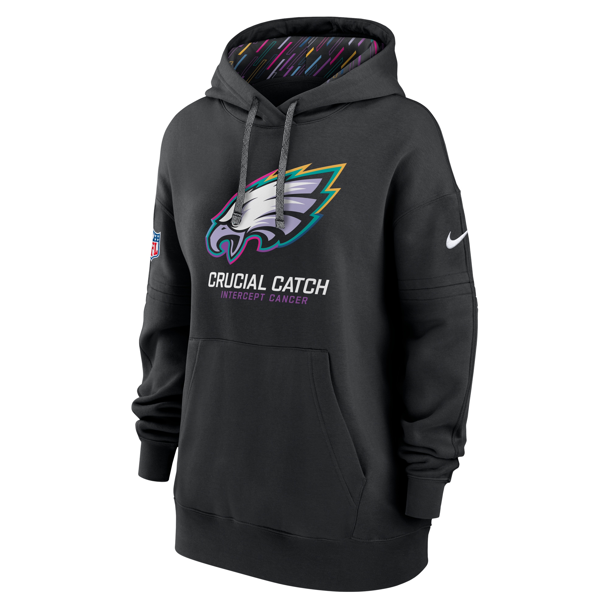 Philadelphia Eagles Women's 2024 NFL Crucial Catch Club Pullover Hoodie - Black