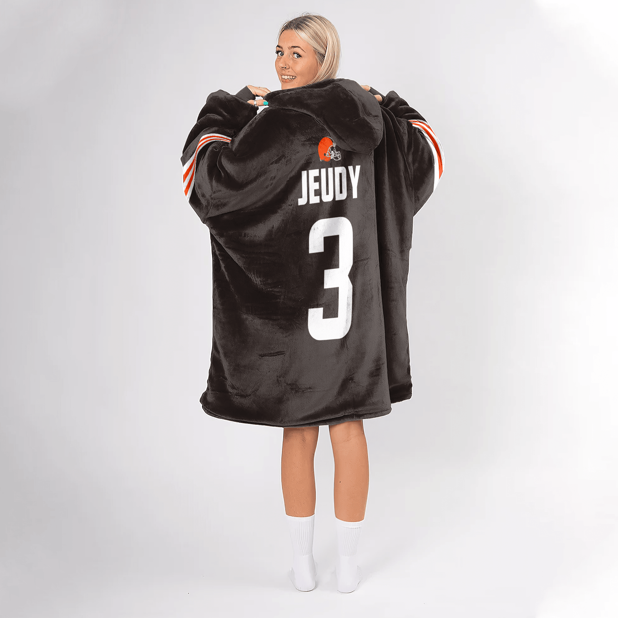 Adult J.J 3 Cleveland Football Unisex Blanket Hoodie