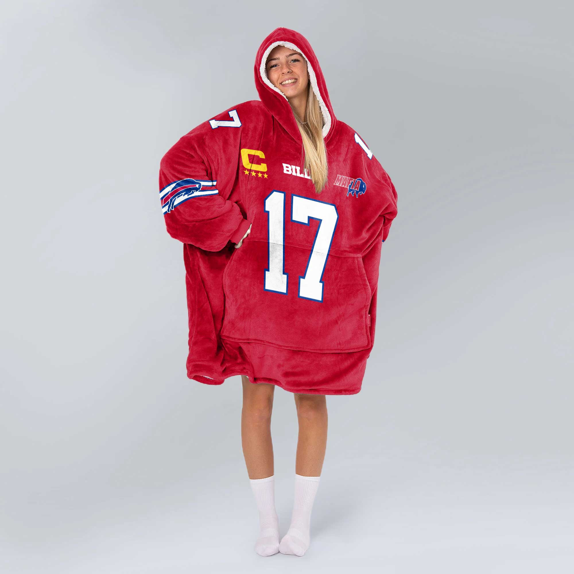Adult Mafia J.A 17 Buffalo Football Unisex Blanket Hoodie