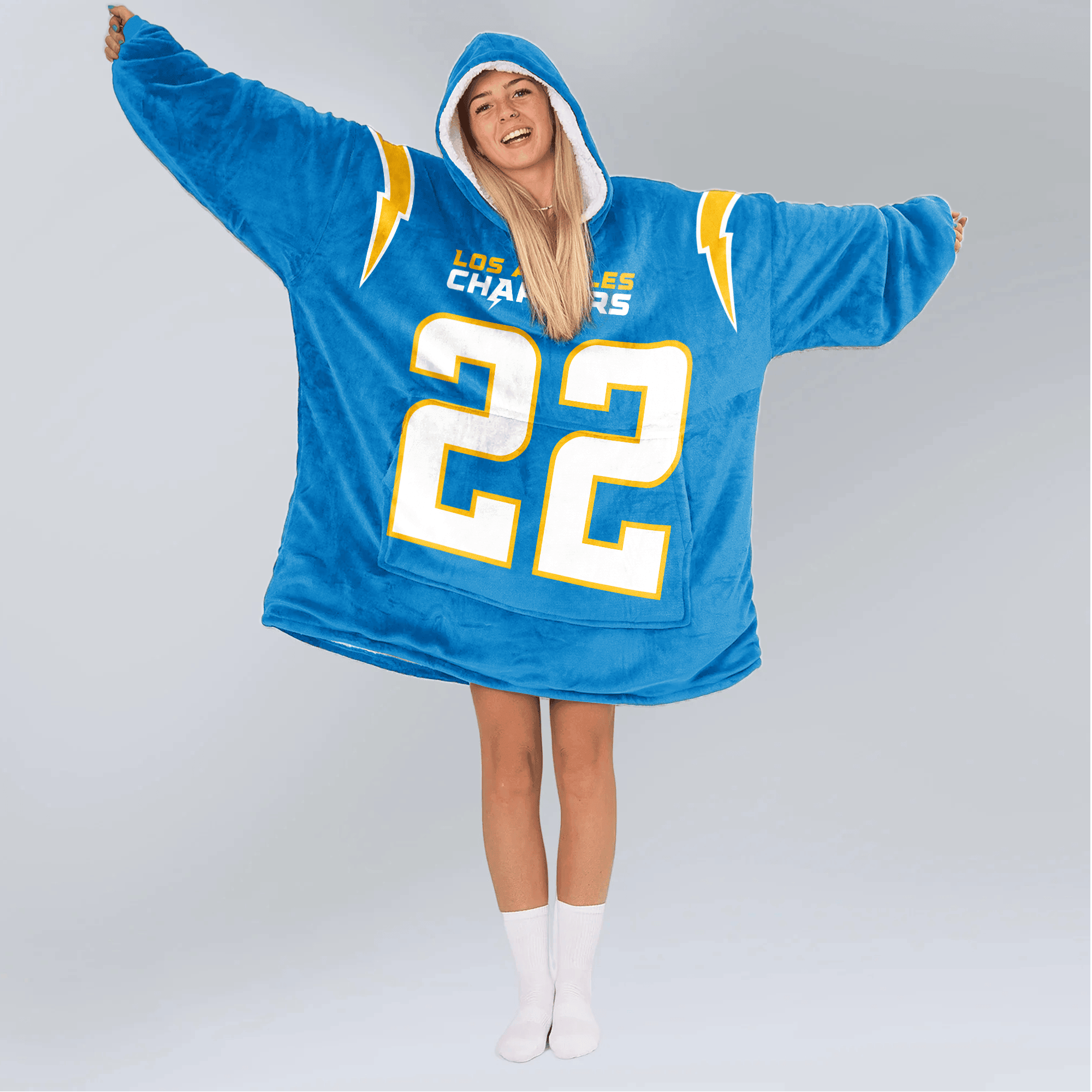 Adult 22 Los Angeles C Football Unisex Blanket Hoodie