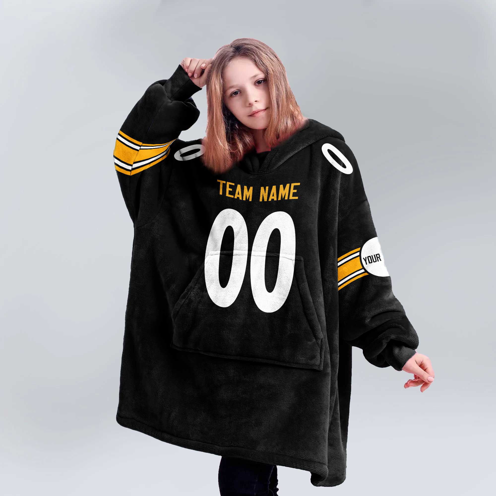 Adult Custom Blanket Hoodie Pittburgh Inspired Color