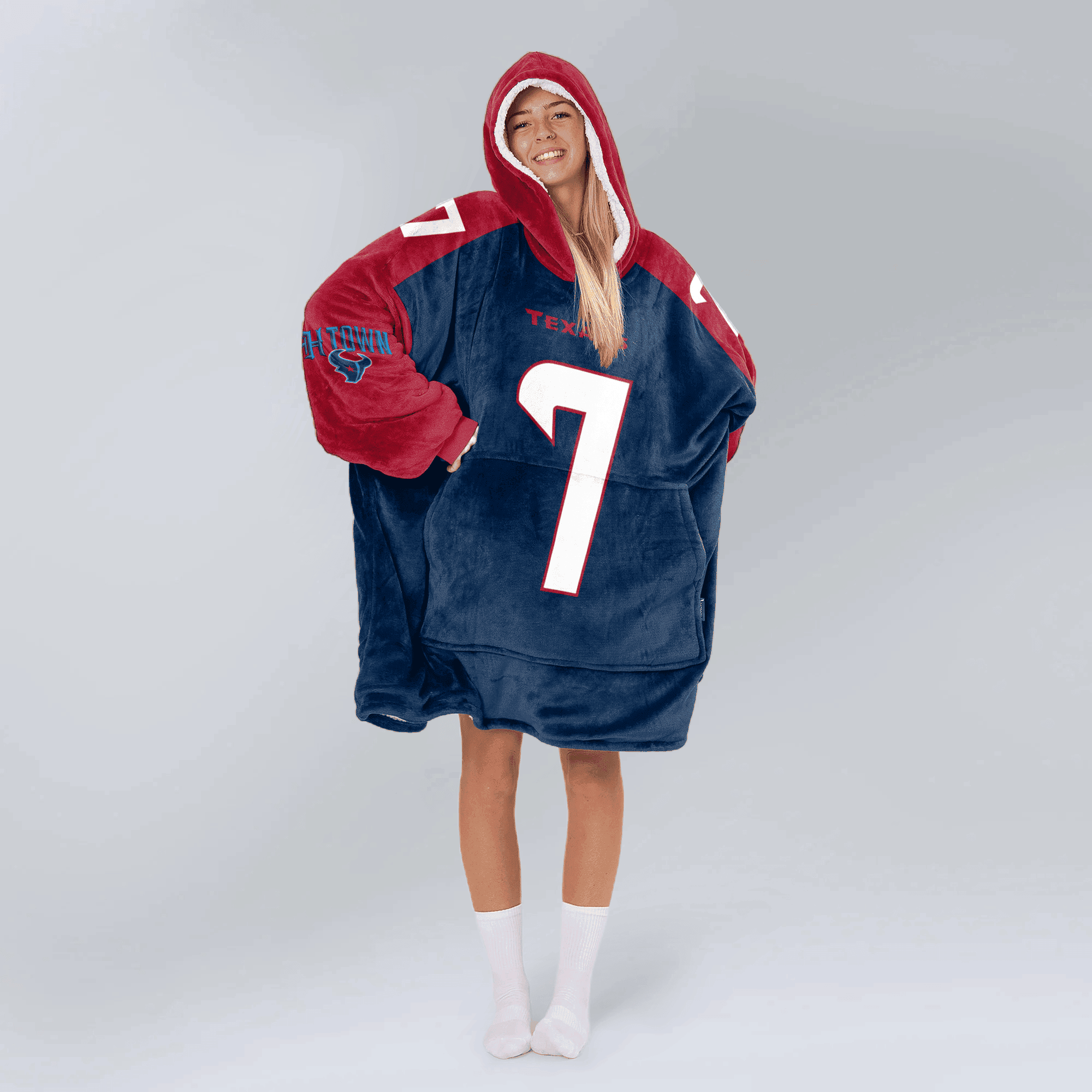 Adult C.S 7 Houston Football Unisex Blanket Hoodie
