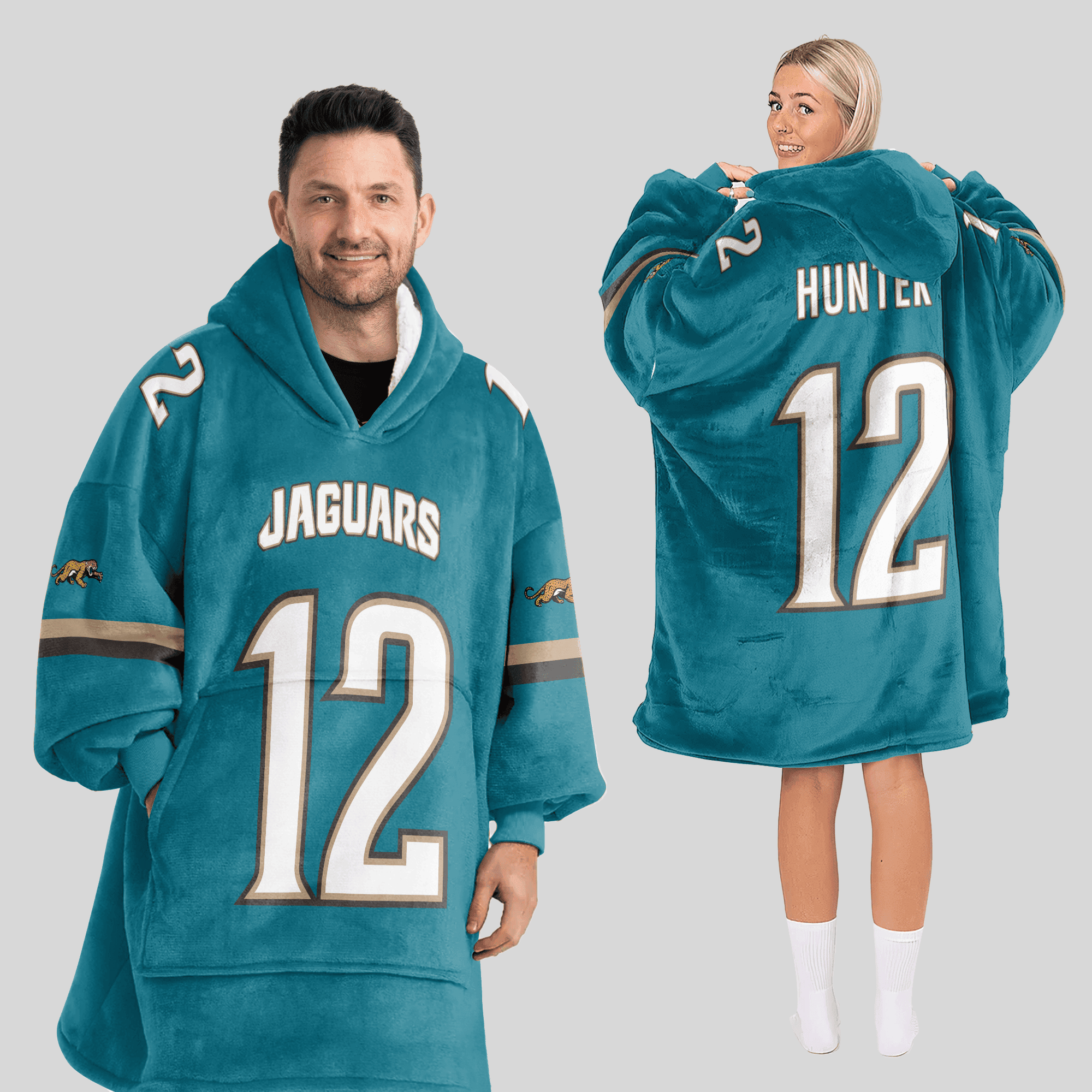 Adult 12 Jacksonville Football Unisex Blanket Hoodie