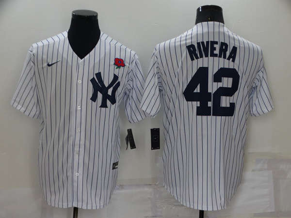 Men's  New York Yankees #42 Mariano Rivera White Cool Base MLB Stitched Jersey
