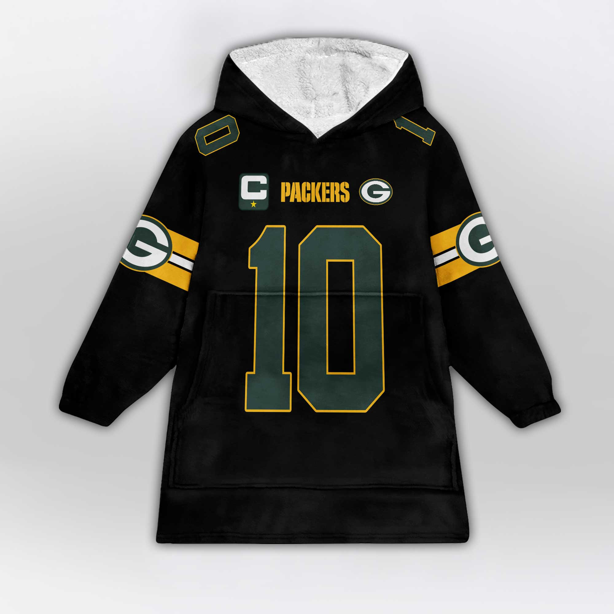 Adult J.L 10 Captain Green Bay Football Unisex Blanket Hoodie