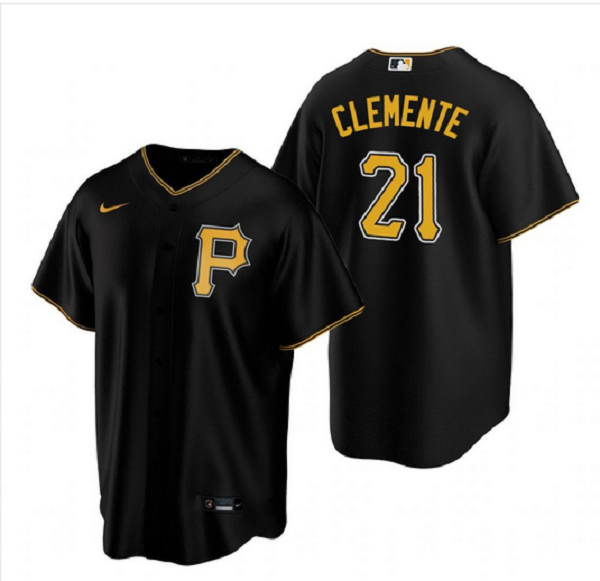 Men's Pittsburgh Pirates #21 Roberto Clemente Black Stitched MLB Cool Base  Jersey