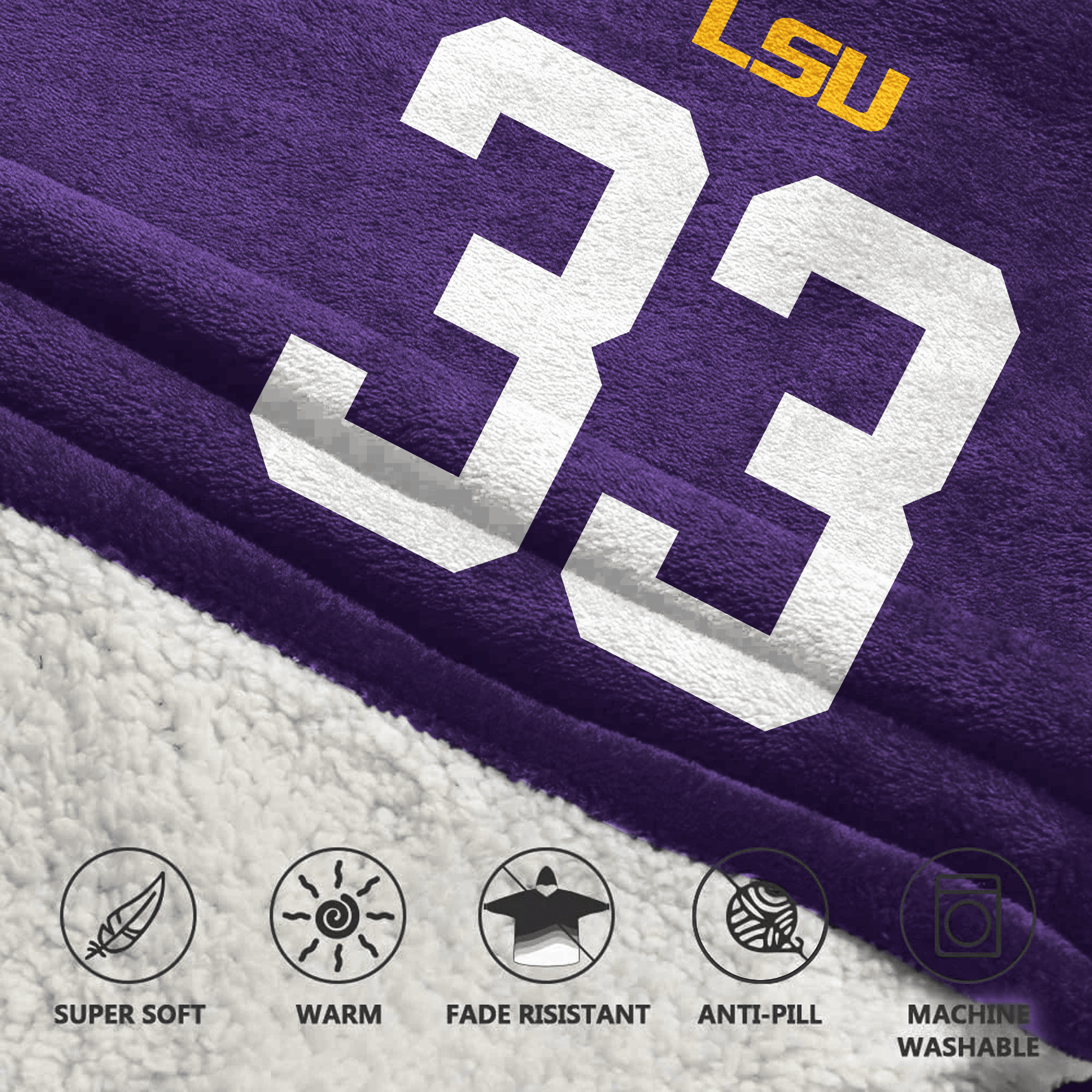 Adult W.W 33 LSU Football Unisex Blanket Hoodie