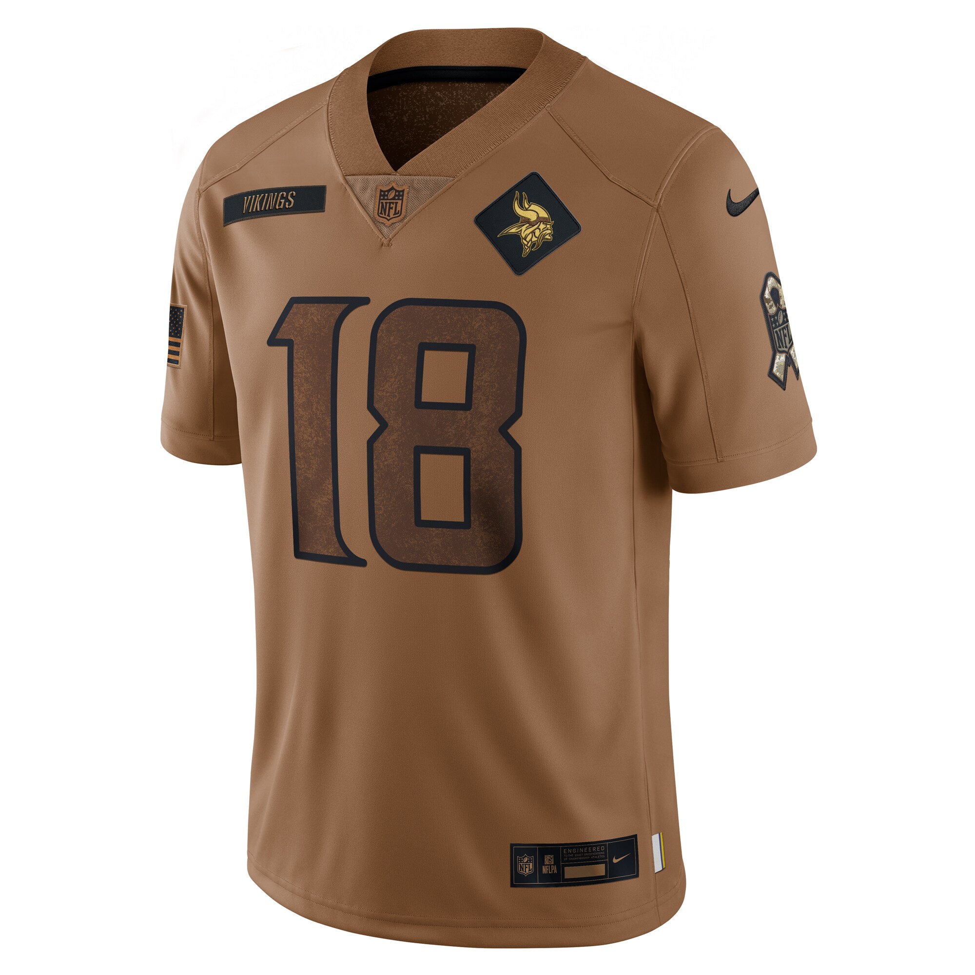 Justin Jefferson Minnesota Vikings  2023 Salute To Service Limited Jersey - Brown