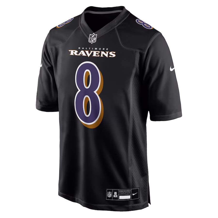 Men's Lamar Jackson #8 Carbon Black Baltimore Ravens Fashion Jersey