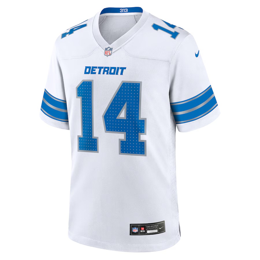 Men's Amon-Ra St. Brown #14 White Detroit Lions Game Jersey