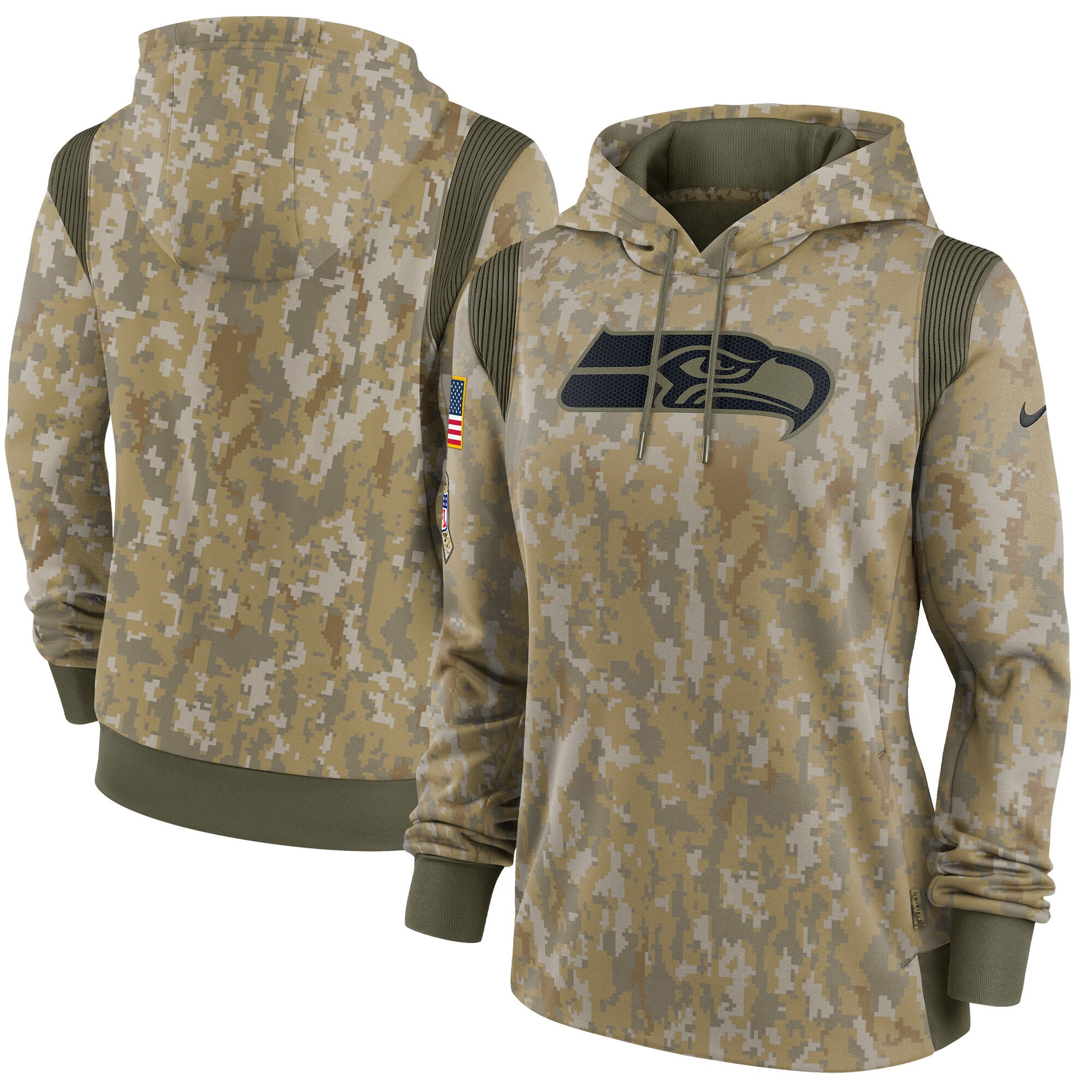 Seattle Seahawks Women's 2021 Salute To Service Therma Performance Pullover Hoodie - Olive