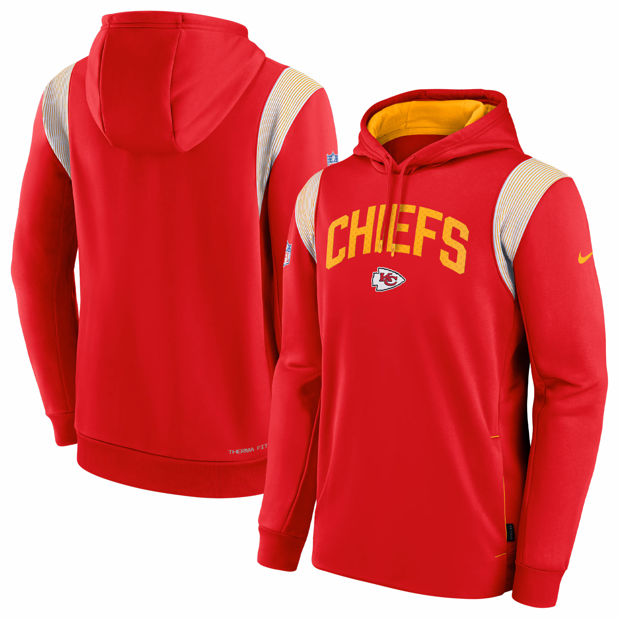 Kansas City Chiefs Sideline Athletic Stack Performance Pullover Hoodie - Red