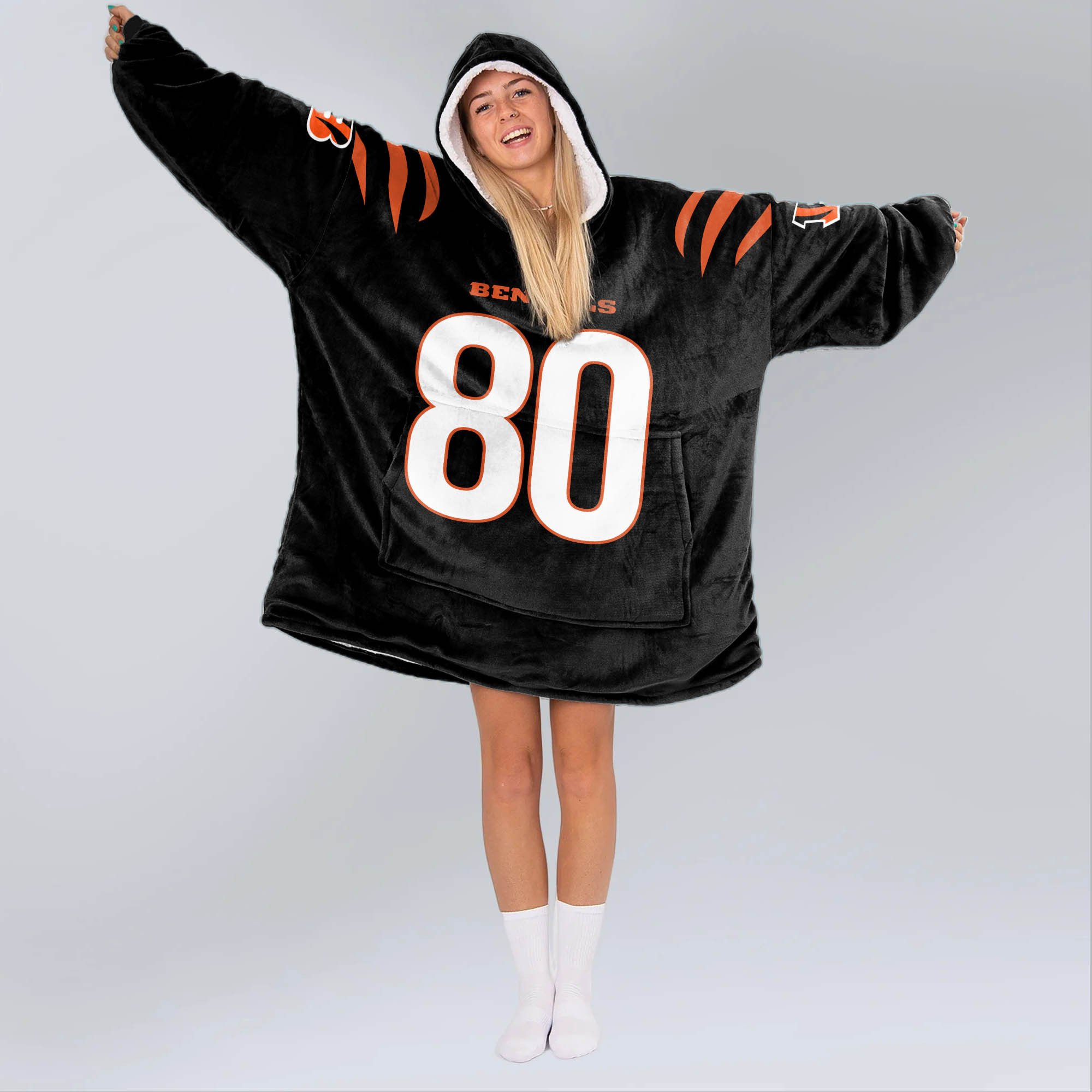 Adult 80 Cincinnati Football Unisex Blanket Hoodie