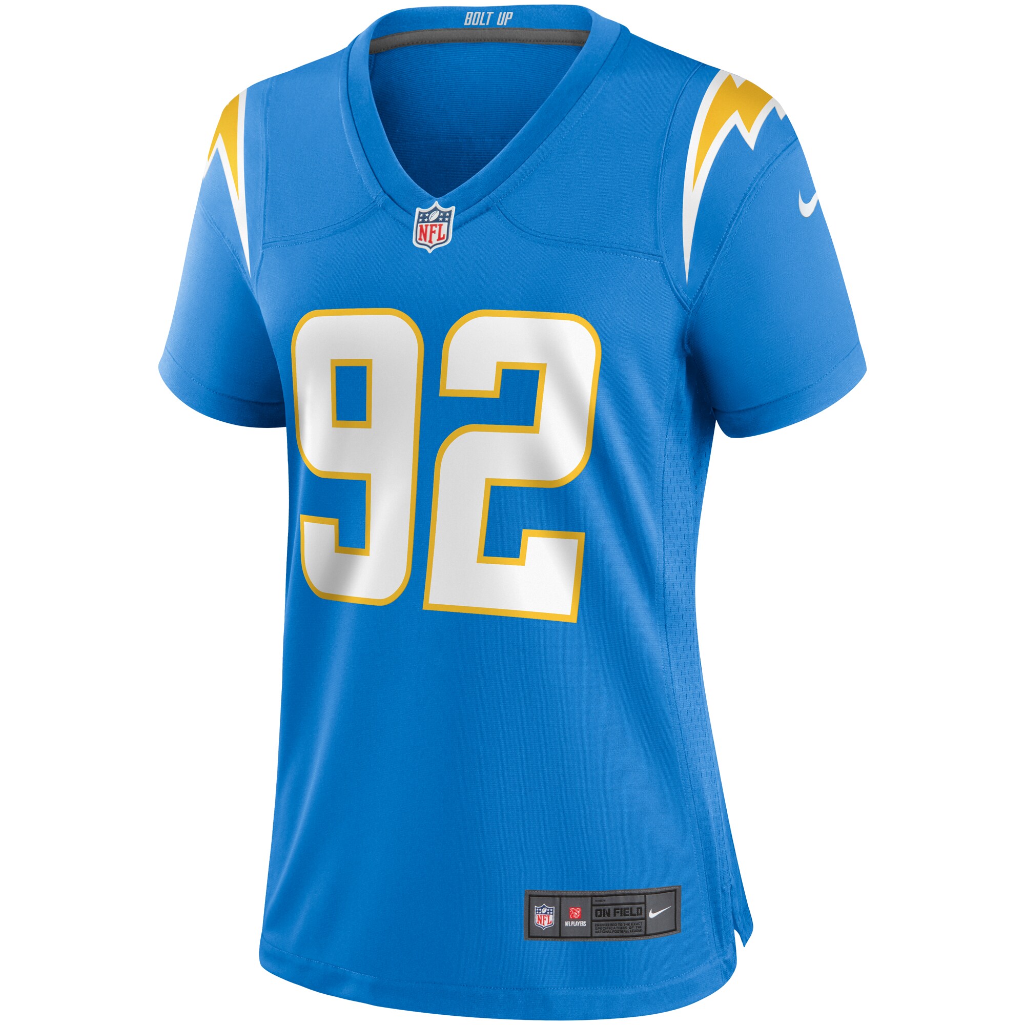 Joe Gaziano Los Angeles Chargers  Women's Game Jersey - Powder Blue