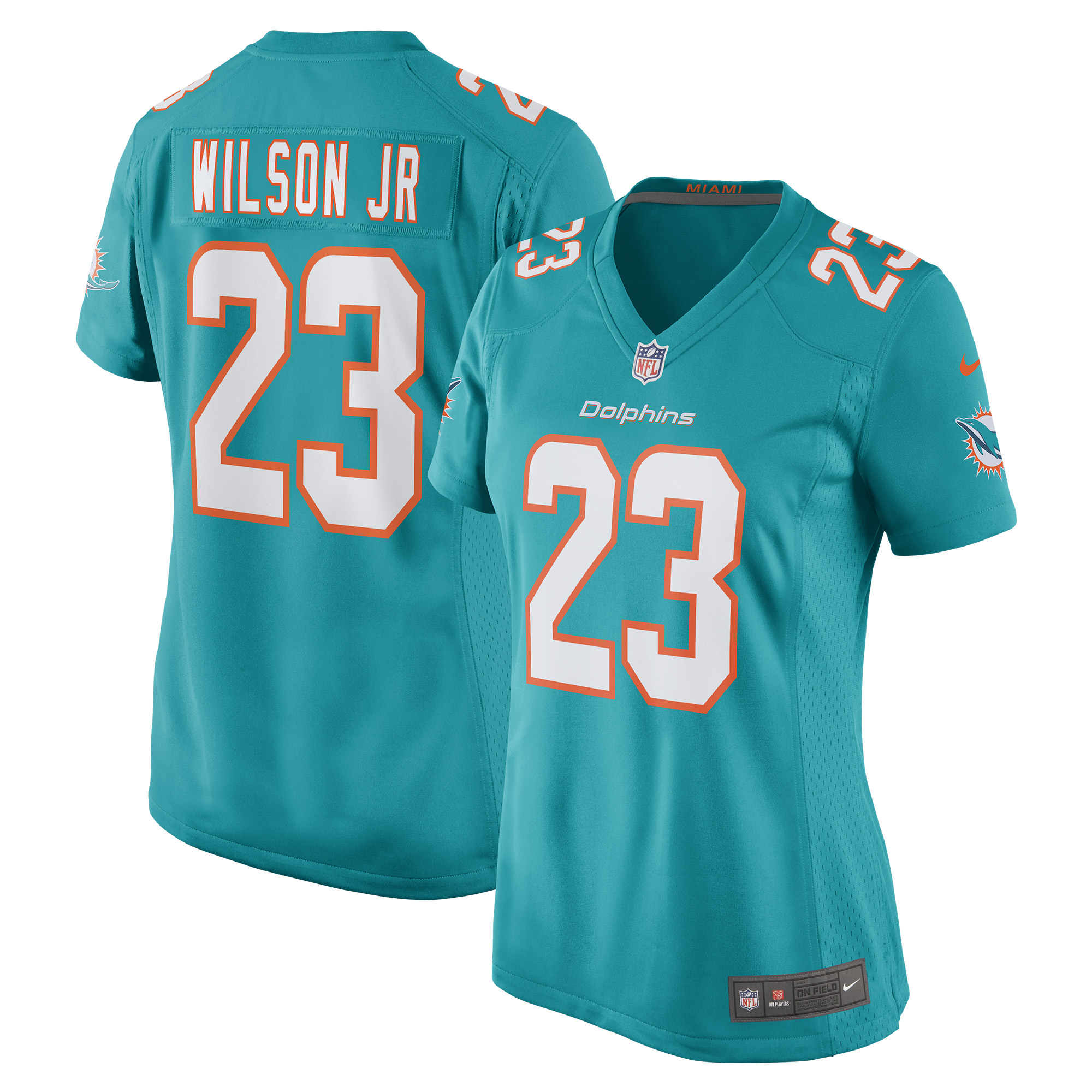 Jeff Wilson Jr. Miami Dolphins Women's Game Player Jersey - Aqua