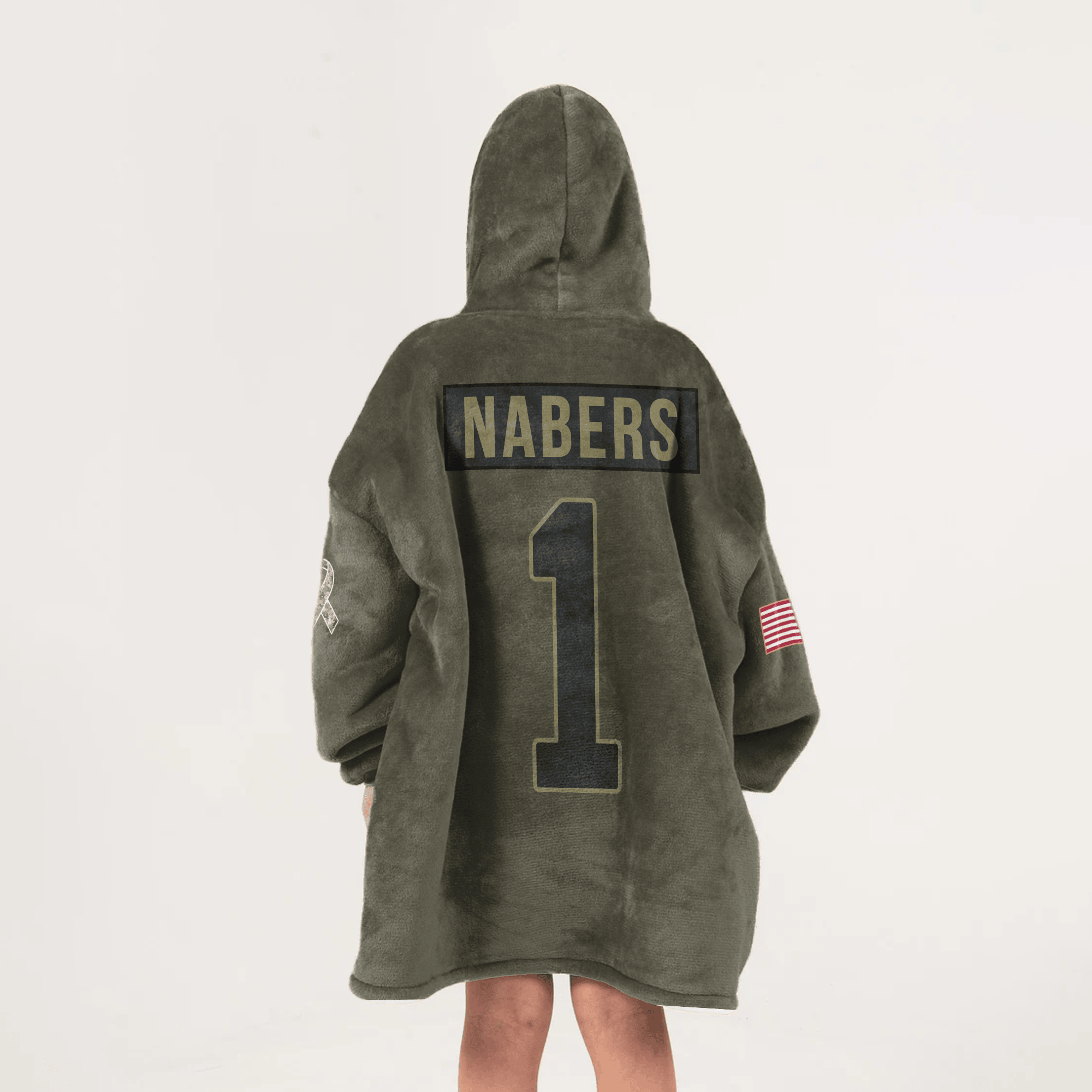 Kid M.N 1 New York G Football Blanket Hoodie – Olive Salute to Service