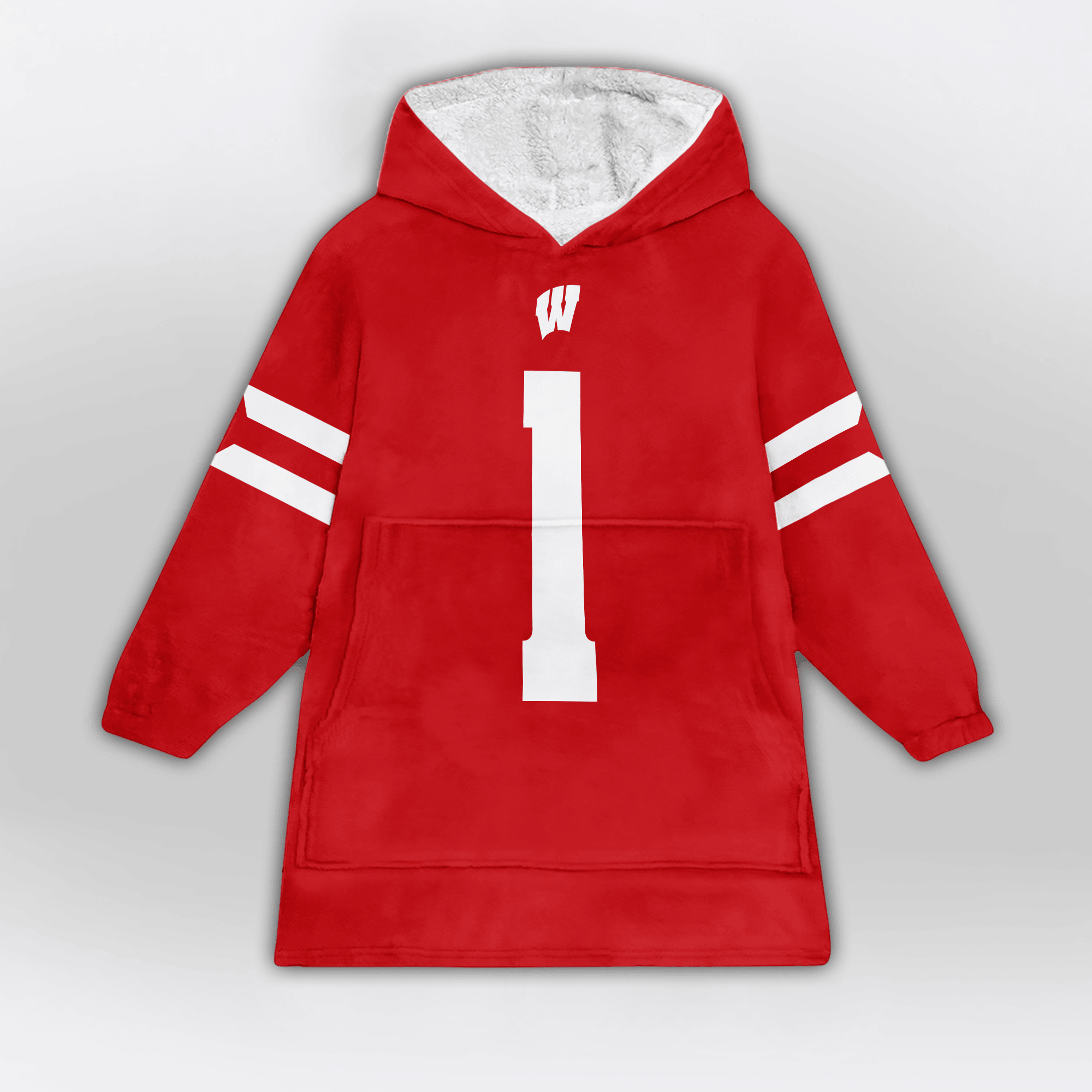 Adult #1 Wisconsin Football Unisex Blanket Hoodie