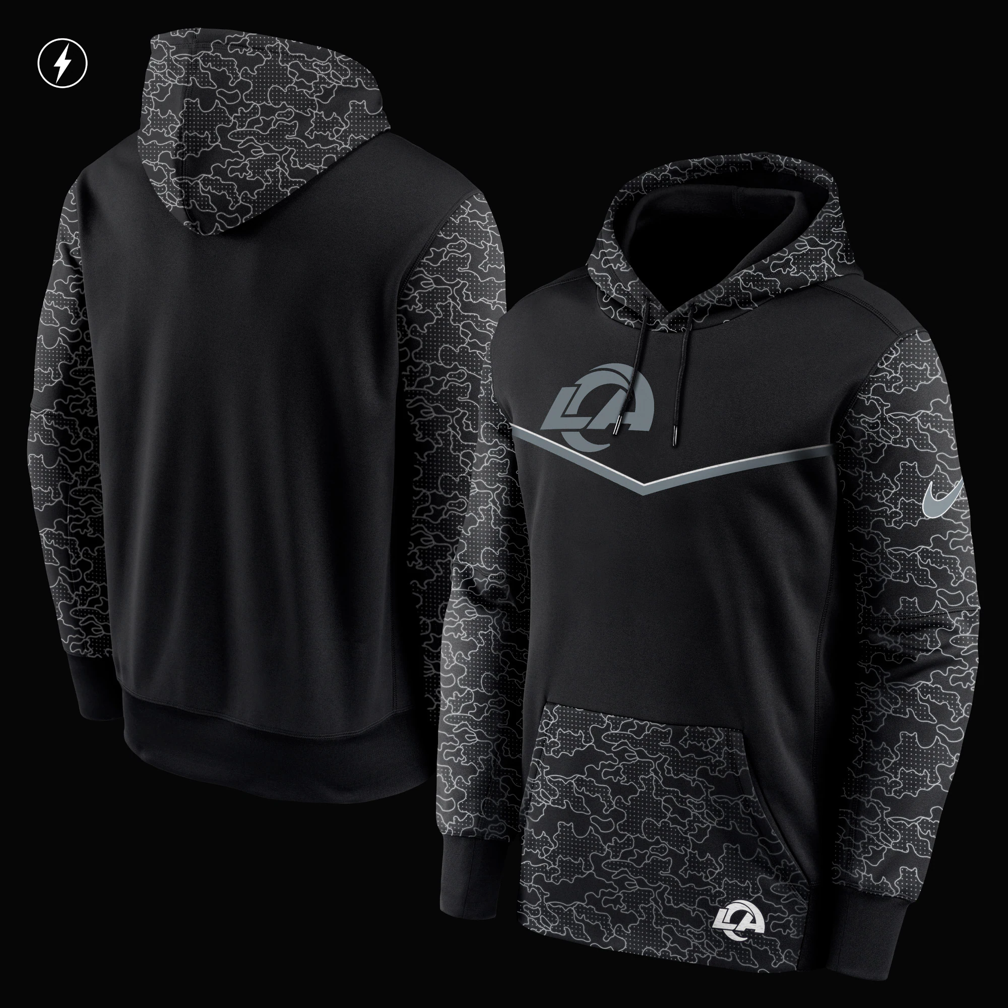 Los Angeles Rams RFLCTV Chevron Pullover Hoodie - Black