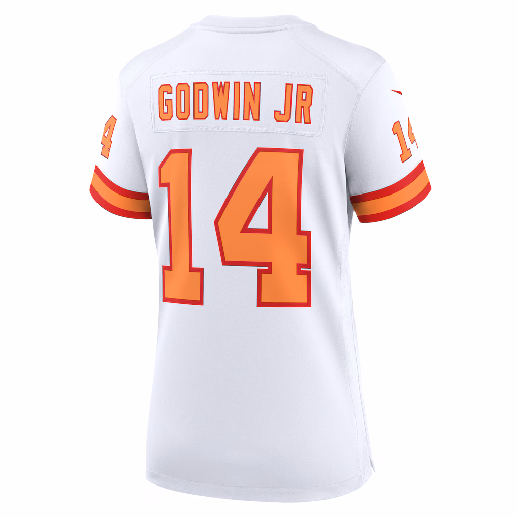 Chris Godwin Jr. #14 '76 Tampa Bay Buccaneers Women's 50th Season Game Jersey - White