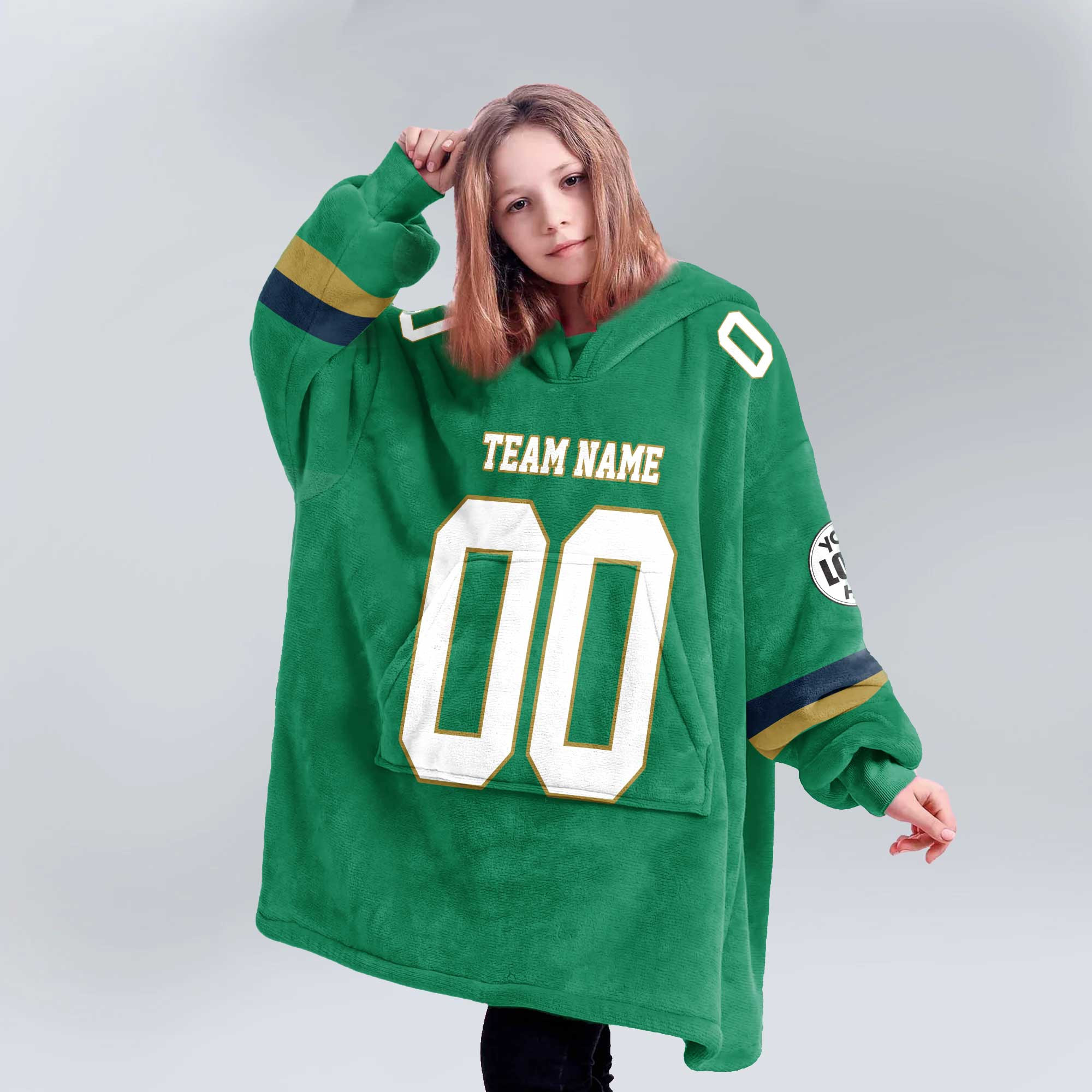 Adult Custom Blanket Hoodie Notre Dame Inspired Color