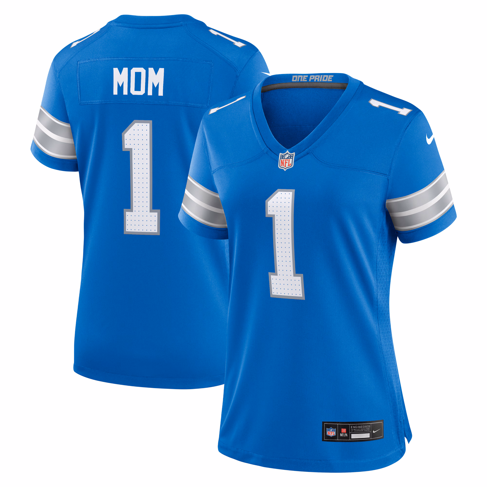 Number 1 Mom Detroit Lions Game Jersey - Blue