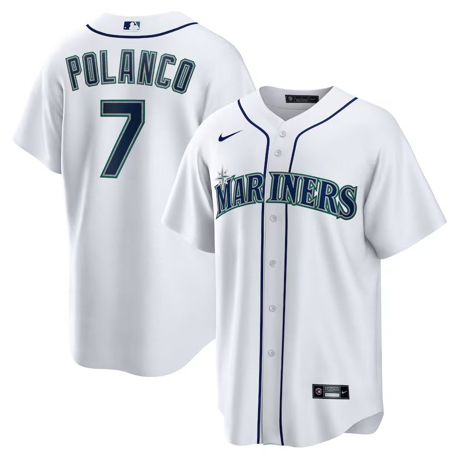 Men's #7 Jorge Polanco Seattle Mariners  Home White Jersey