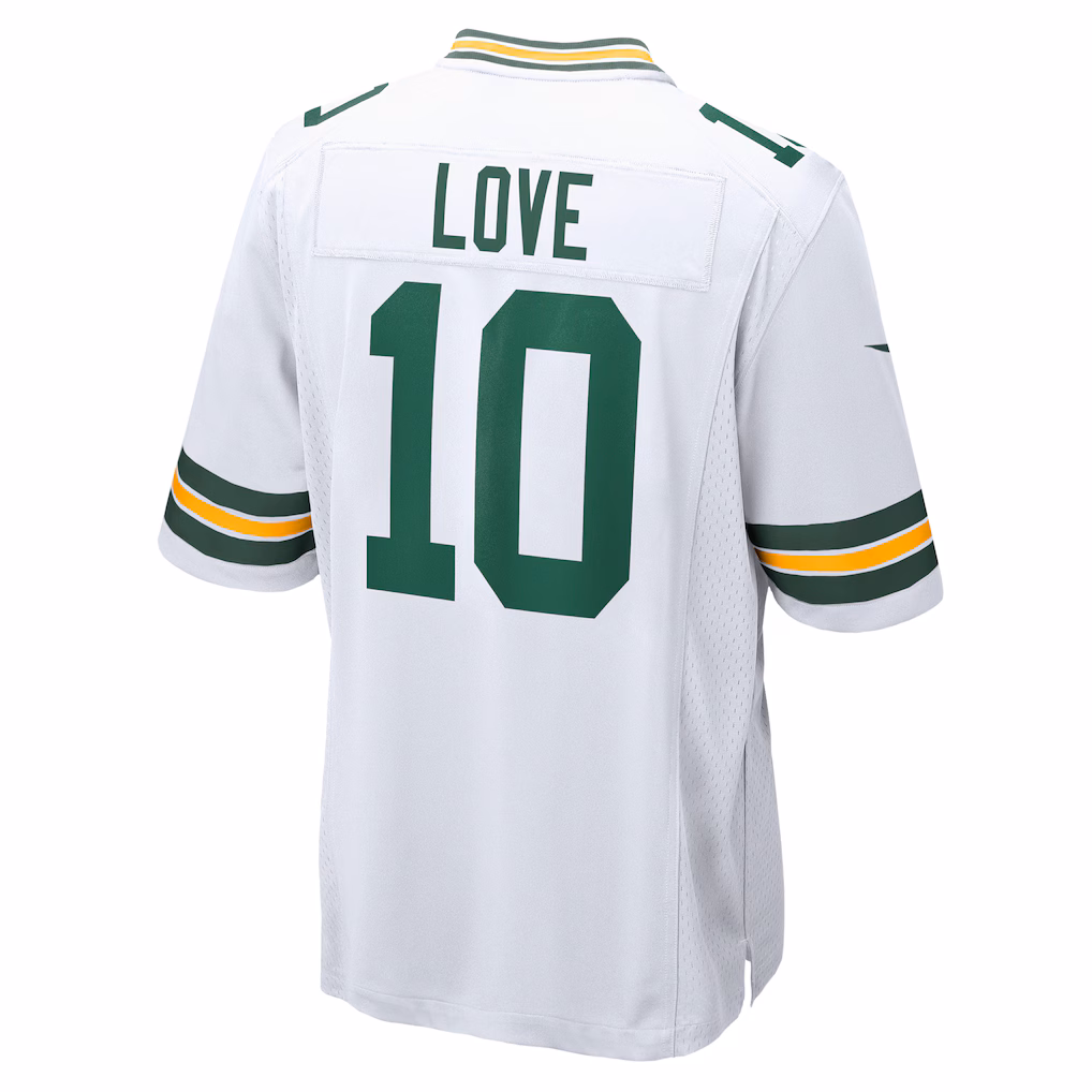Green Bay Packers #10 Jordan Love Away Game Jersey-White