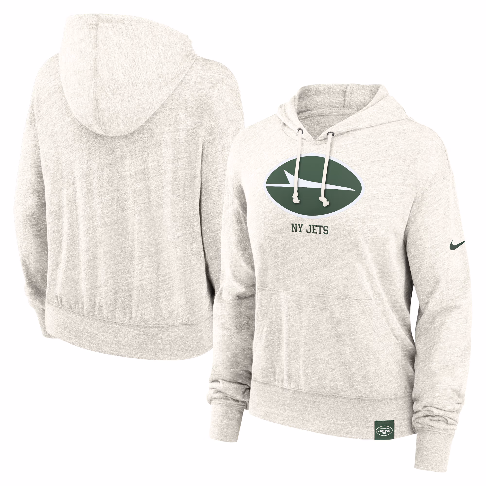 New York Jets Women's Gym Vintage Logo Pullover Hoodie - Cream