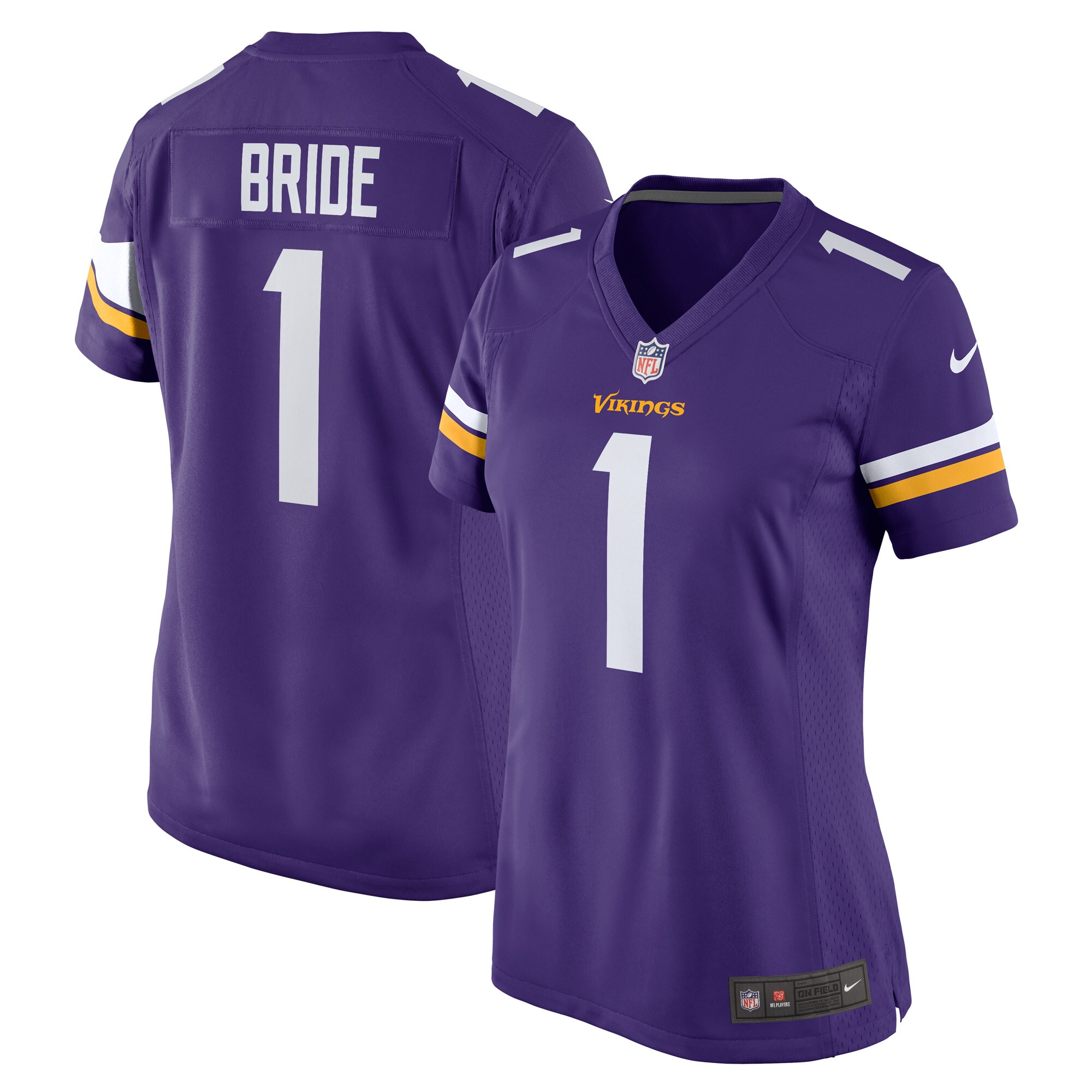 Number 1 Bride Minnesota Vikings Women's Game Jersey - Purple