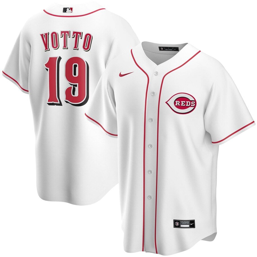 Men's  Cincinnati Reds #19 Joey Votto White Home 2020 MLB Jersey