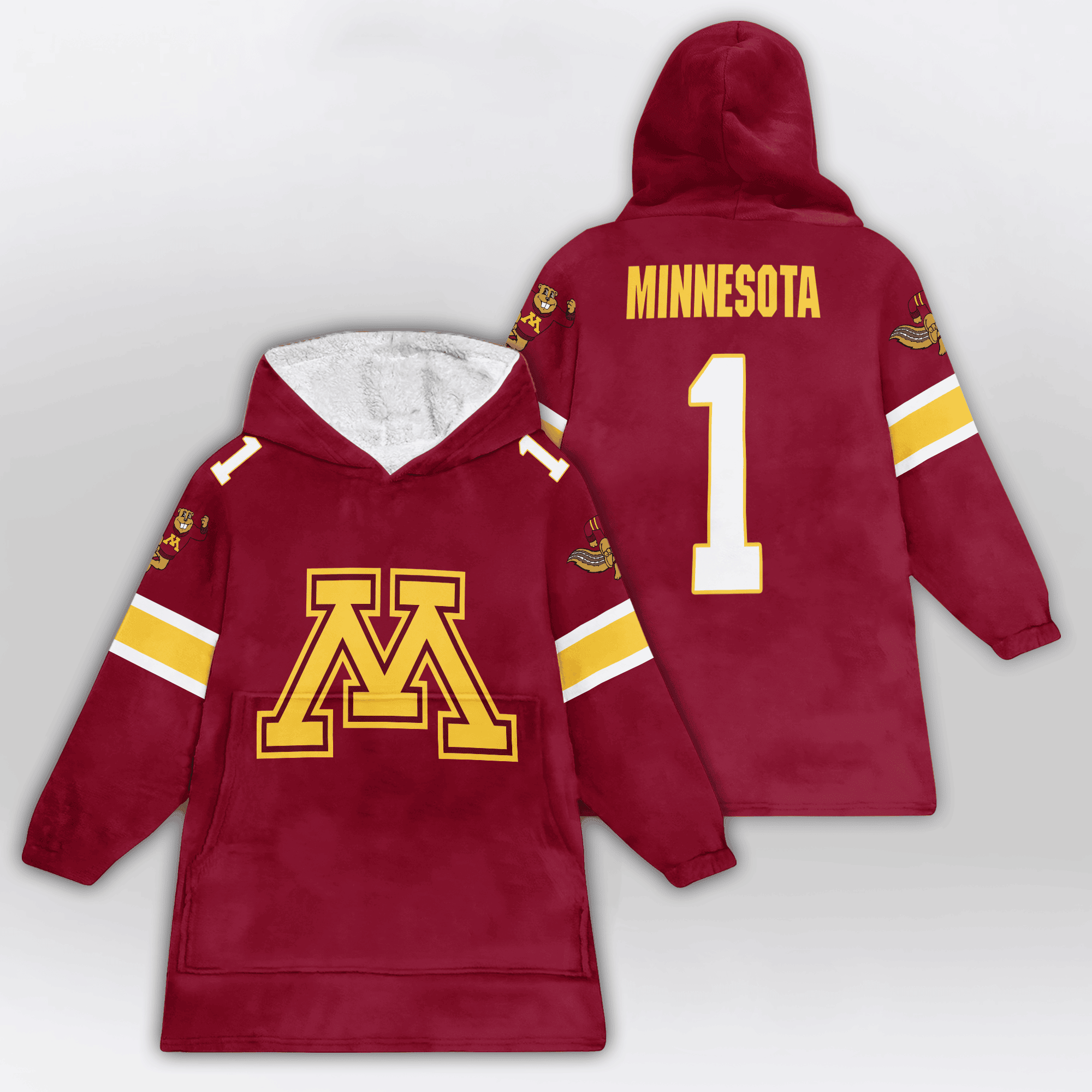 Kid 1 Minnesota Football Unisex Blanket Hoodie