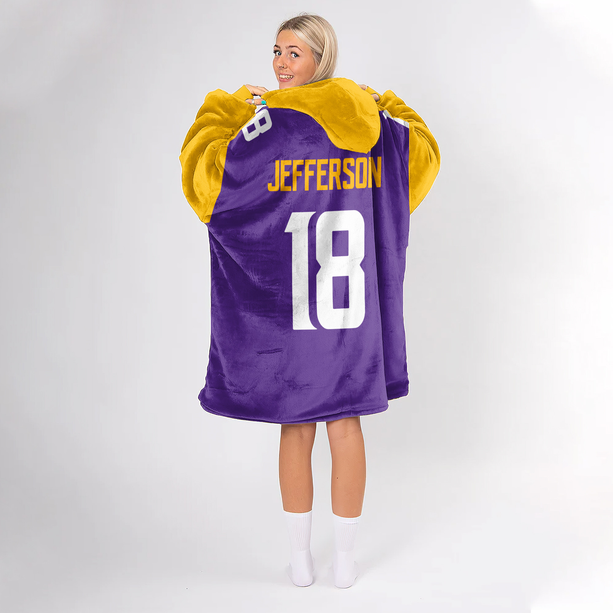 Adult JJ 18 Minnesota Football Unisex Blanket Hoodie