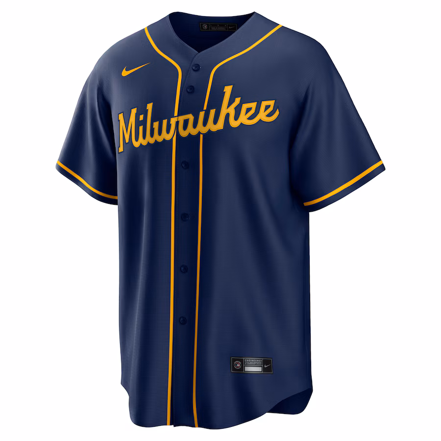 Men's Milwaukee Brewers #11 Jackson Chourio Navy Alternate 2 Replica Jersey