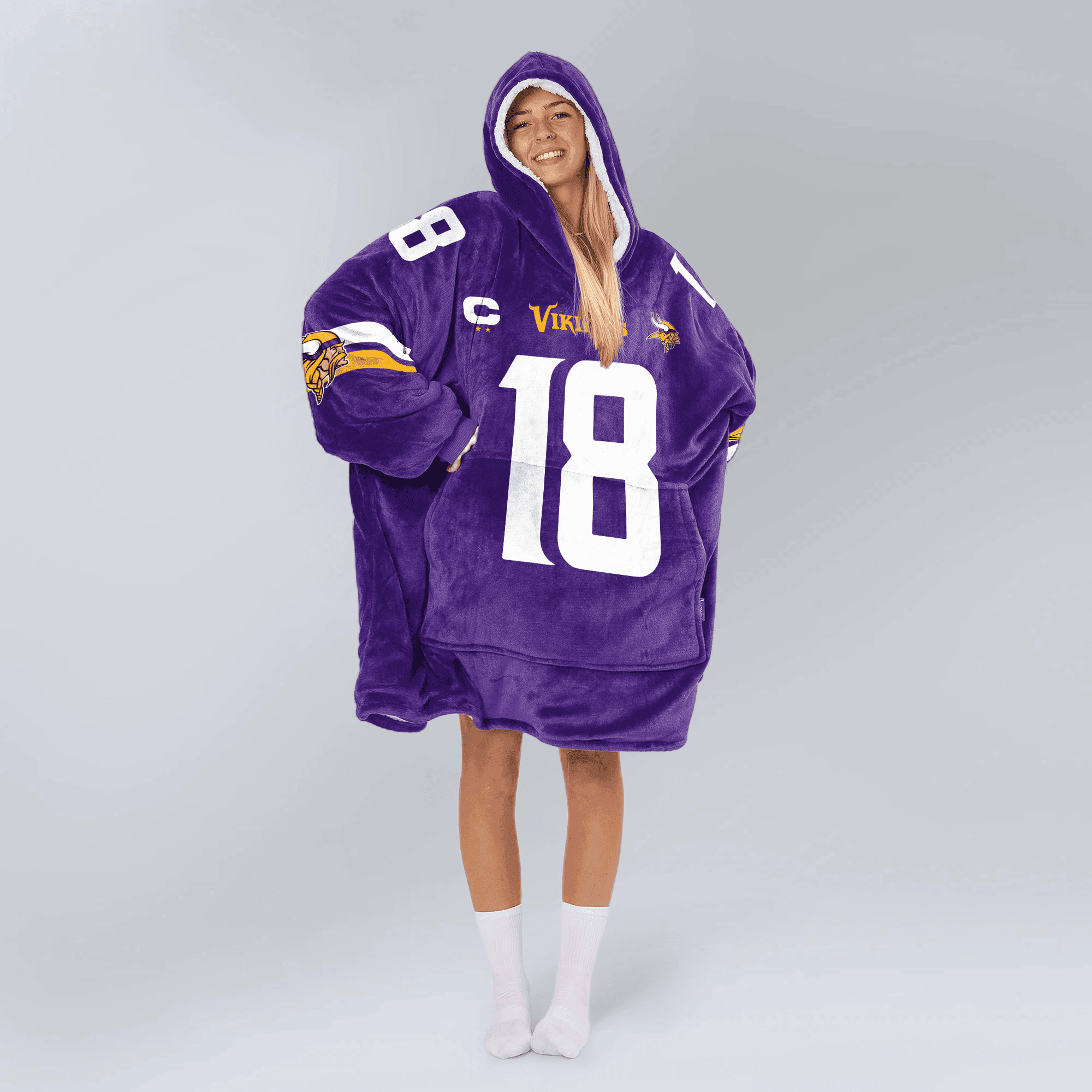 Adult Captain 18 Minnesota Football Unisex Blanket Hoodie