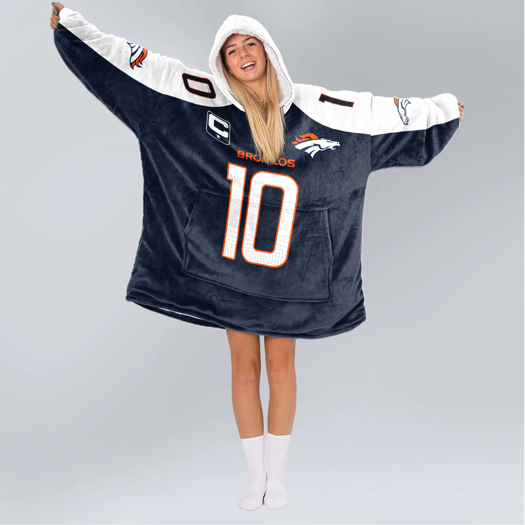 Adult 10 Denver Football Unisex Blanket Hoodie