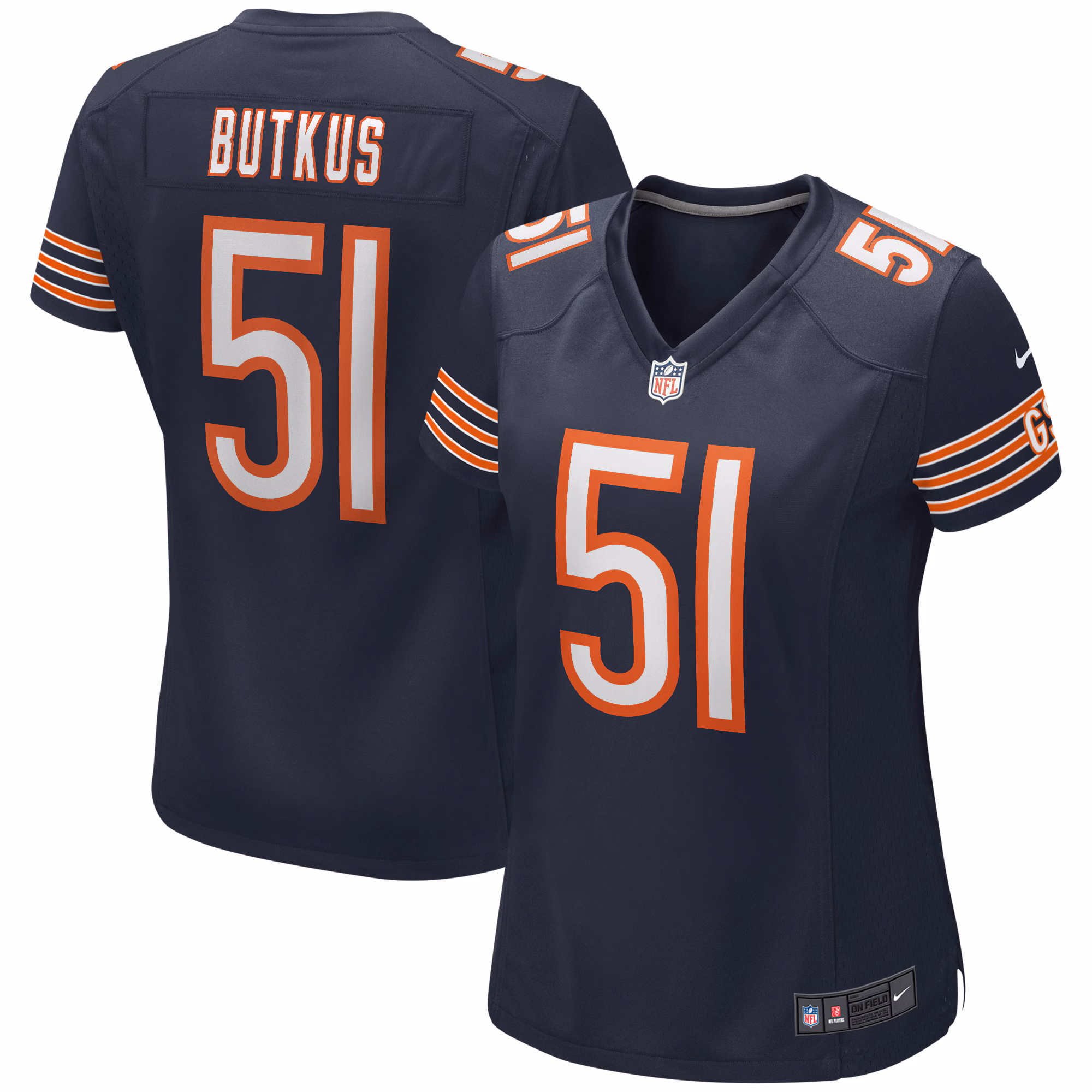 Dick Butkus Chicago Bears Women's Game Retired Player Jersey - Navy