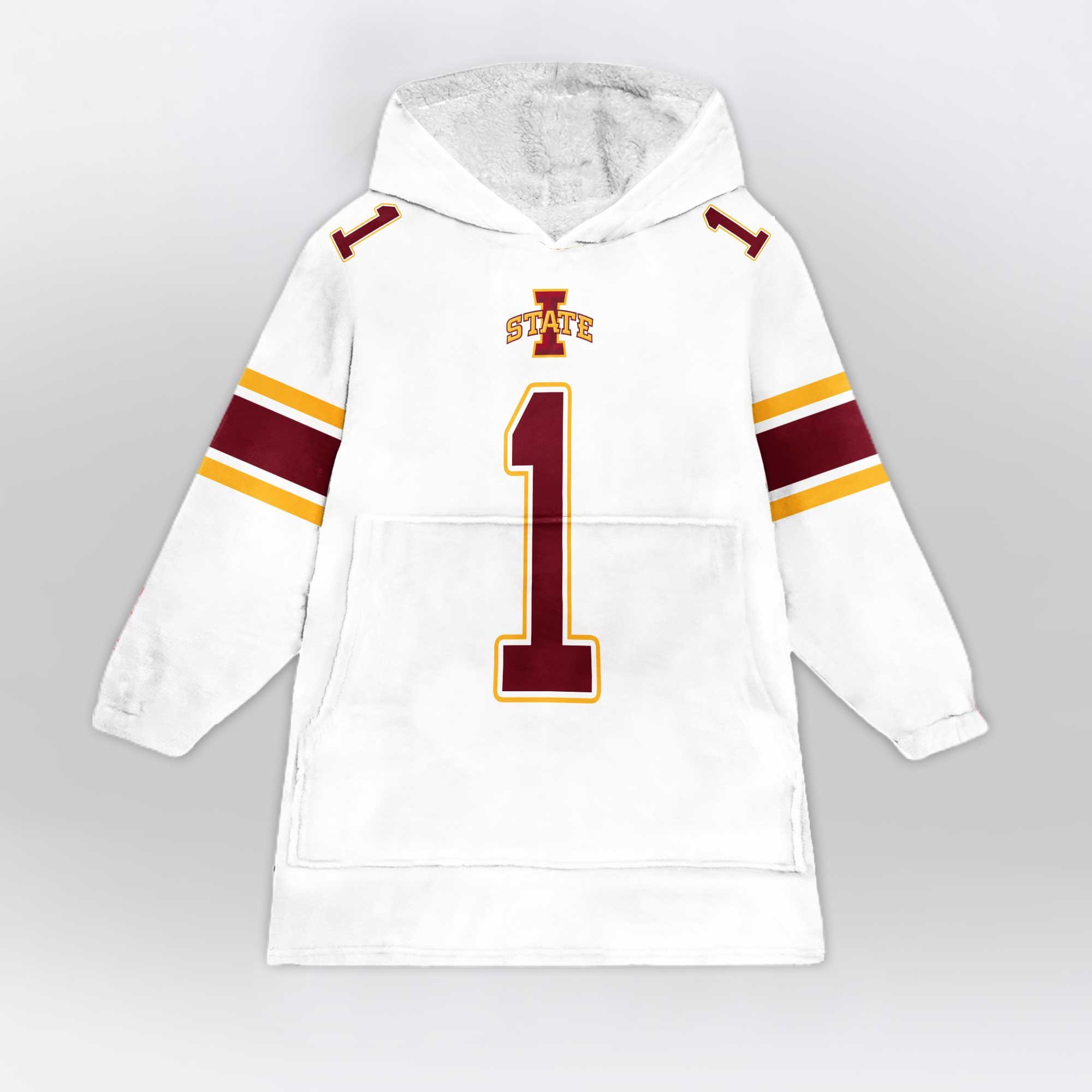 Adult #1 Iowa State Football Unisex Blanket Hoodie