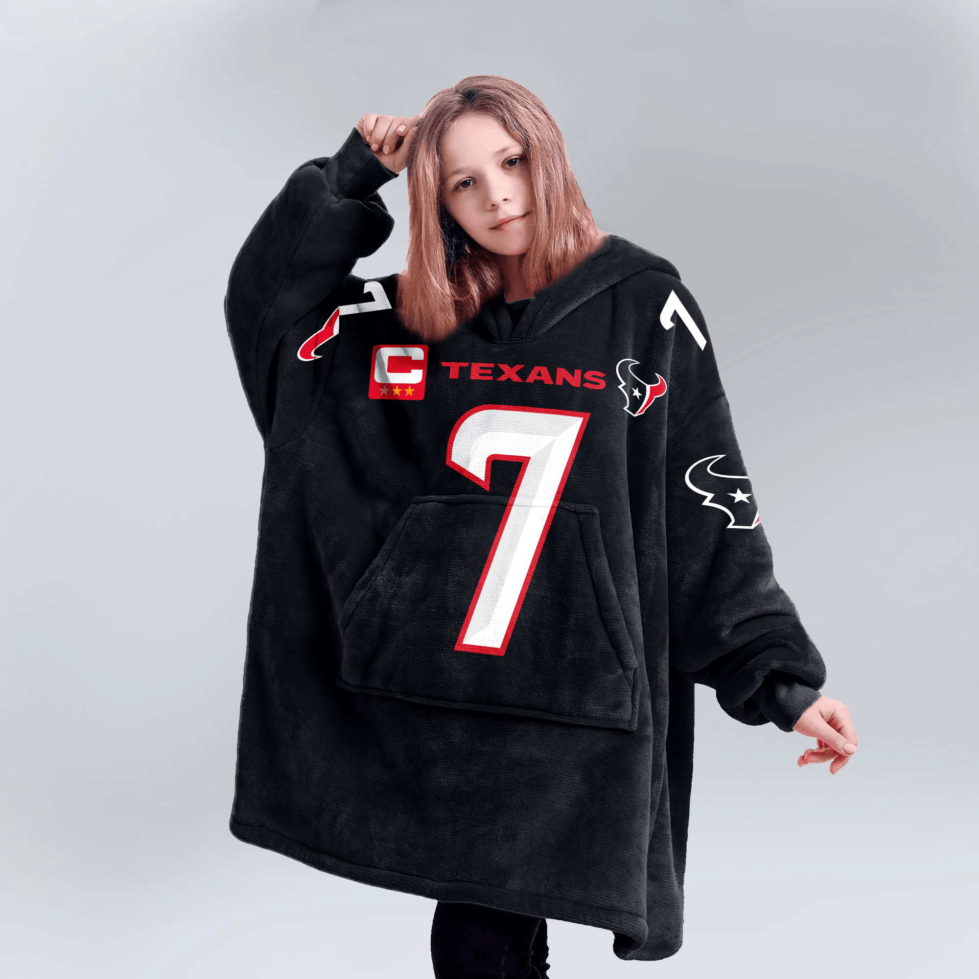 Kid C.J.S 7 Captain Houston Football Unisex Blanket Hoodie