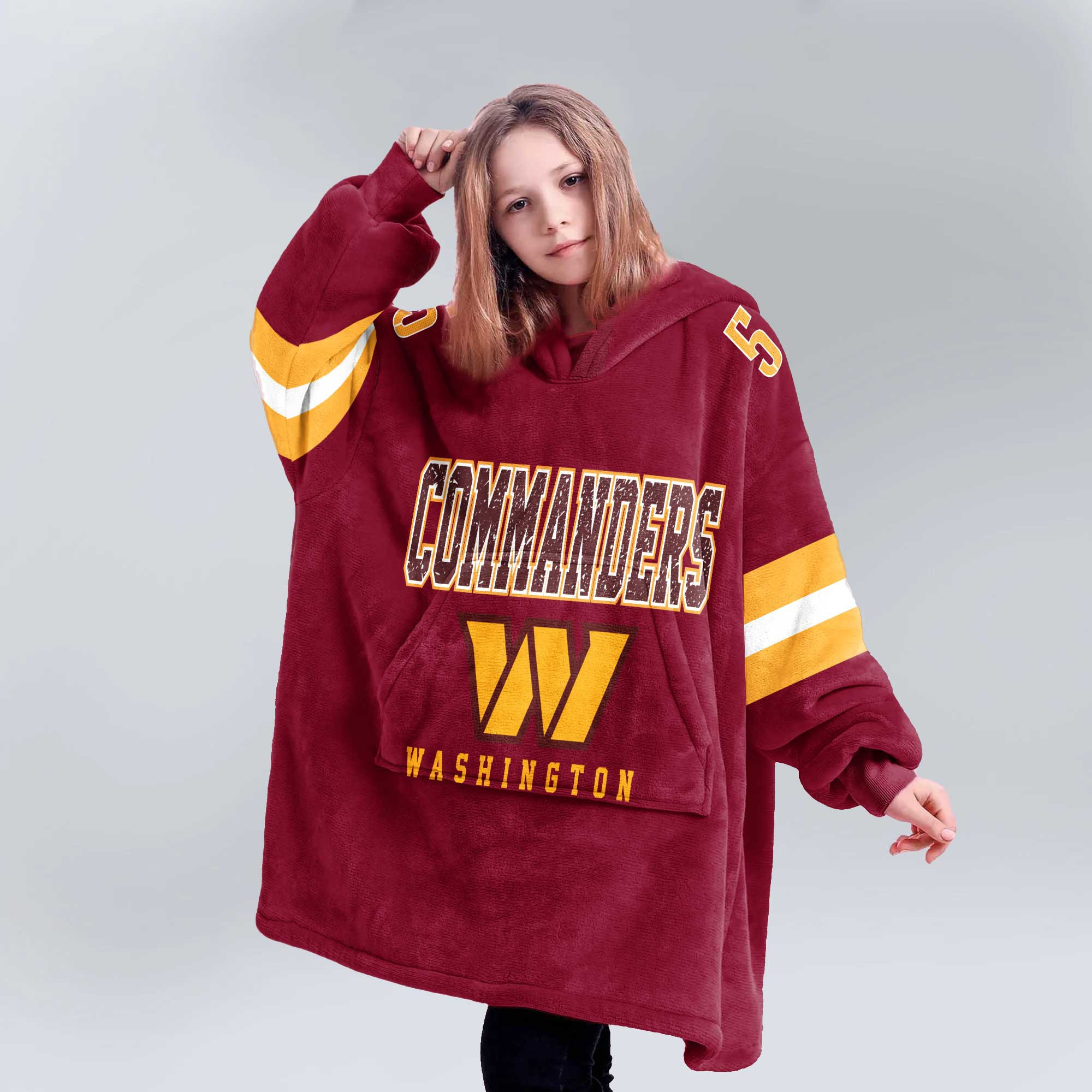Adult 5 Washington Football Unisex Blanket Hoodie