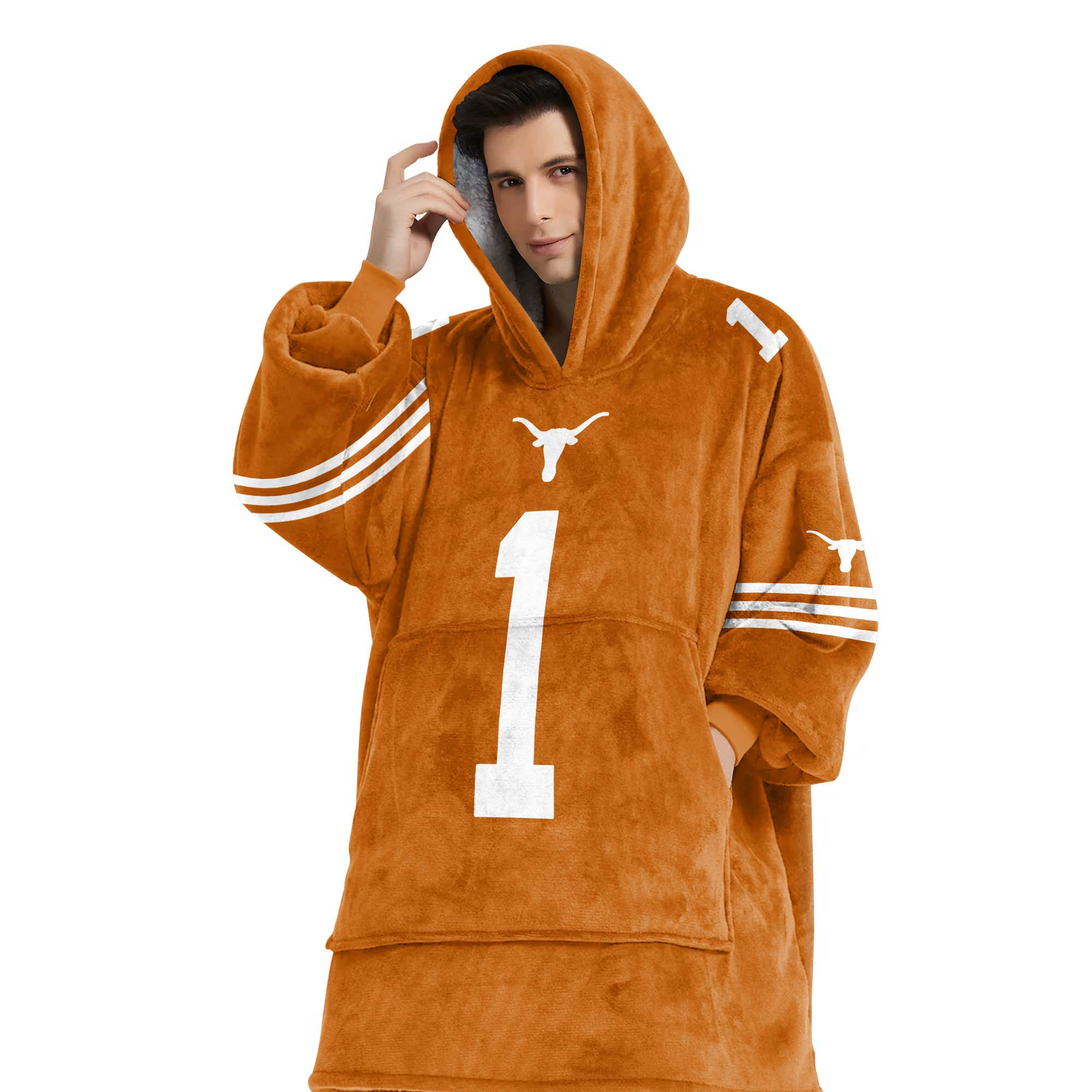 Adult #1 Texas Longhorns Football Unisex Blanket Hoodie