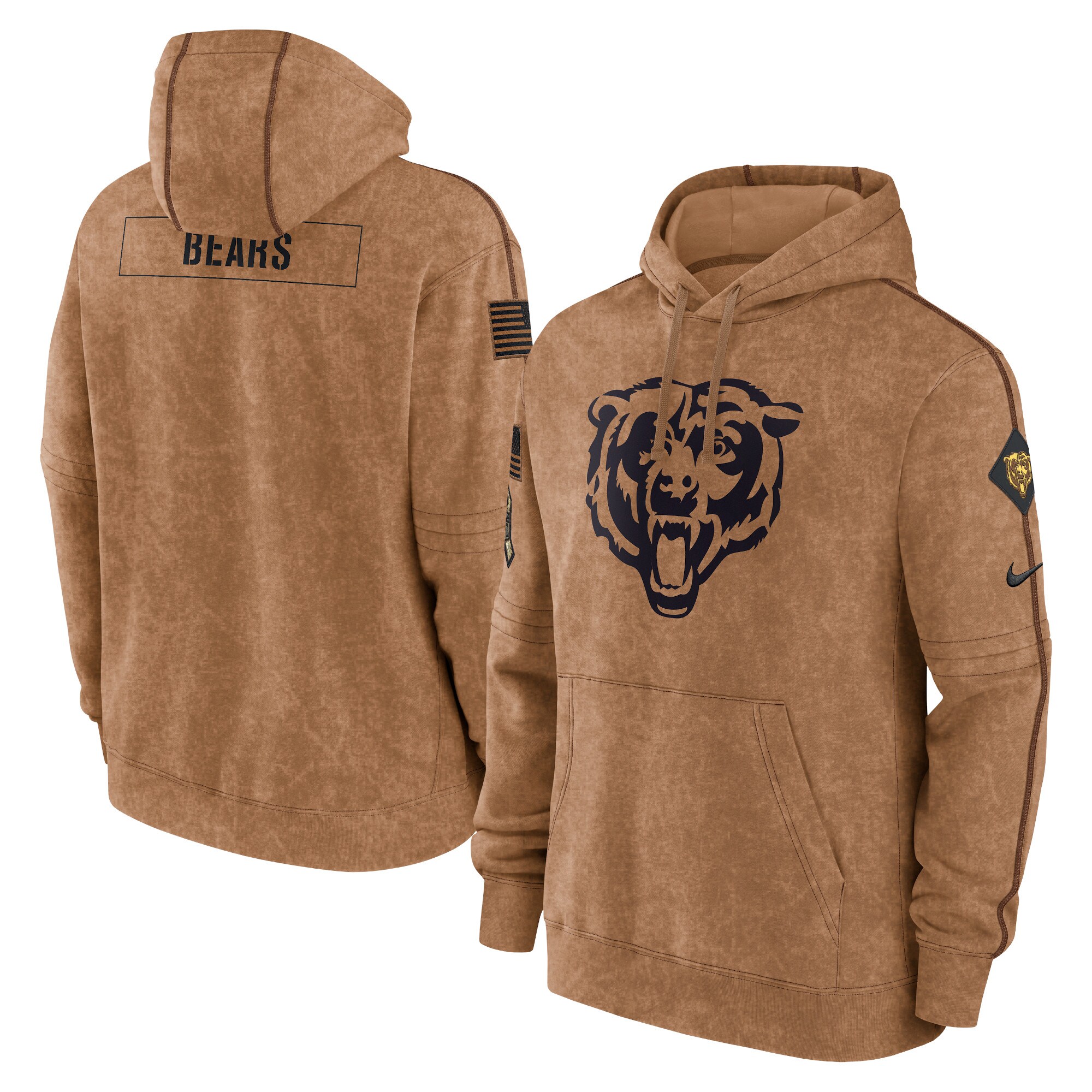 Chicago Bears  2023 Salute To Service Club Pullover Hoodie - Brown