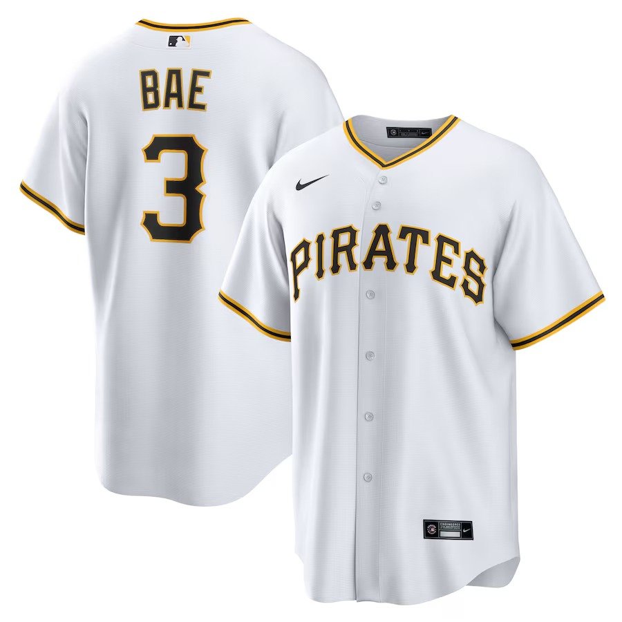 Men's #3 Ji-Hwan Bae Pittsburgh Pirates  Player White Jersey