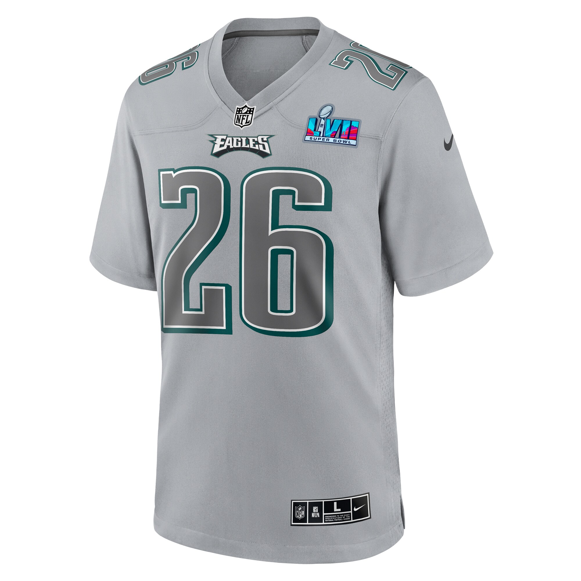 Miles Sanders Philadelphia Eagles  Super Bowl LVII Patch Atmosphere Fashion Game Jersey - Gray