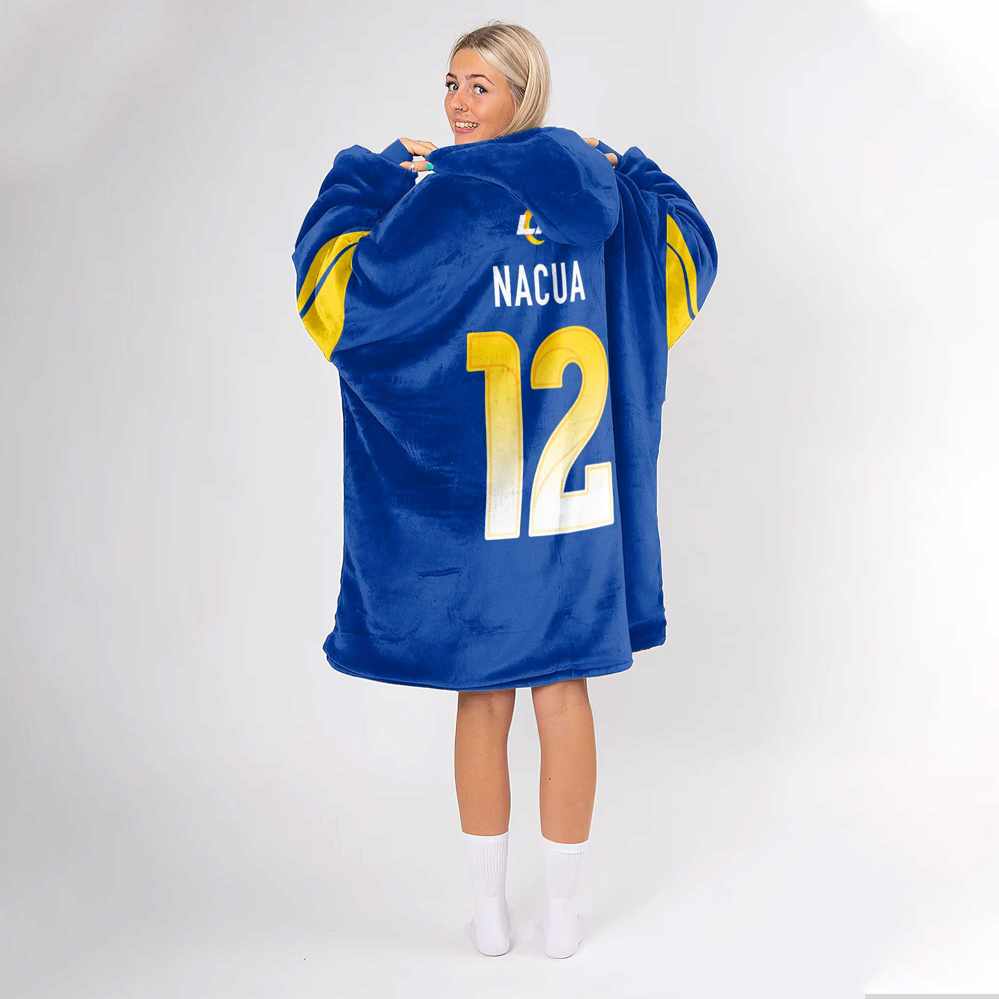 Adult P.N 12 Los Angeles R Football Unisex Blanket Hoodie