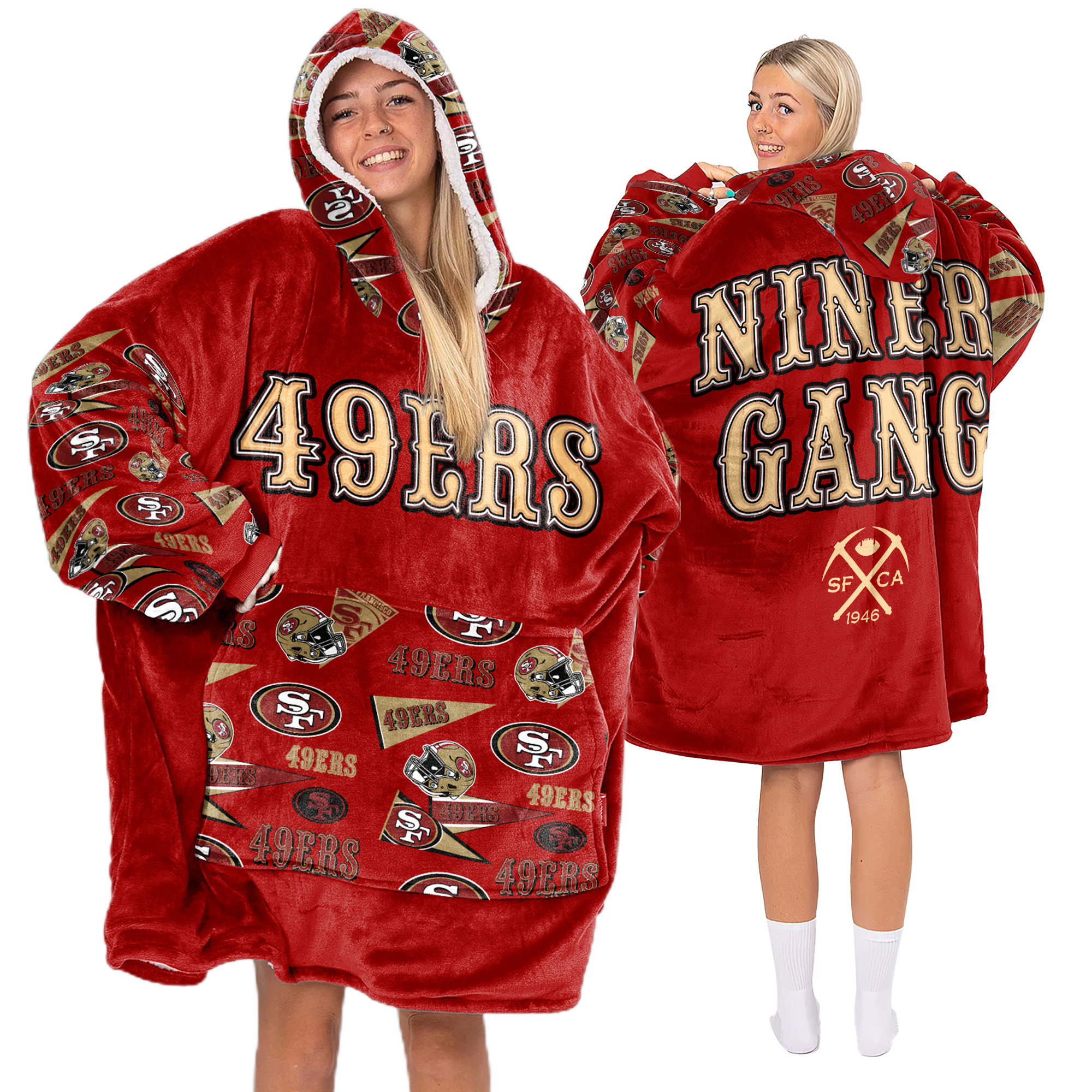 Adult San Francisco 49ers Football Unisex Blanket Hoodie