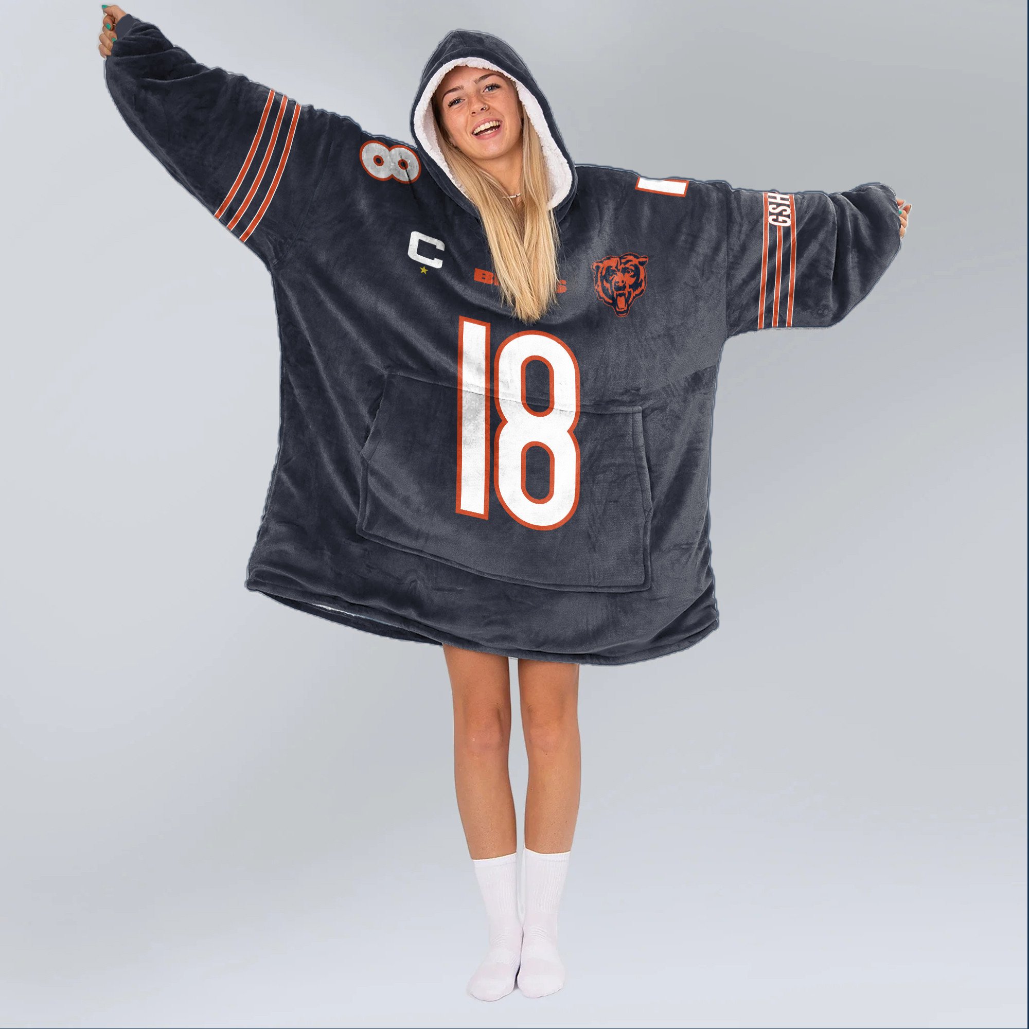 Adult Captain 18 Chicago Football Unisex Blanket Hoodie