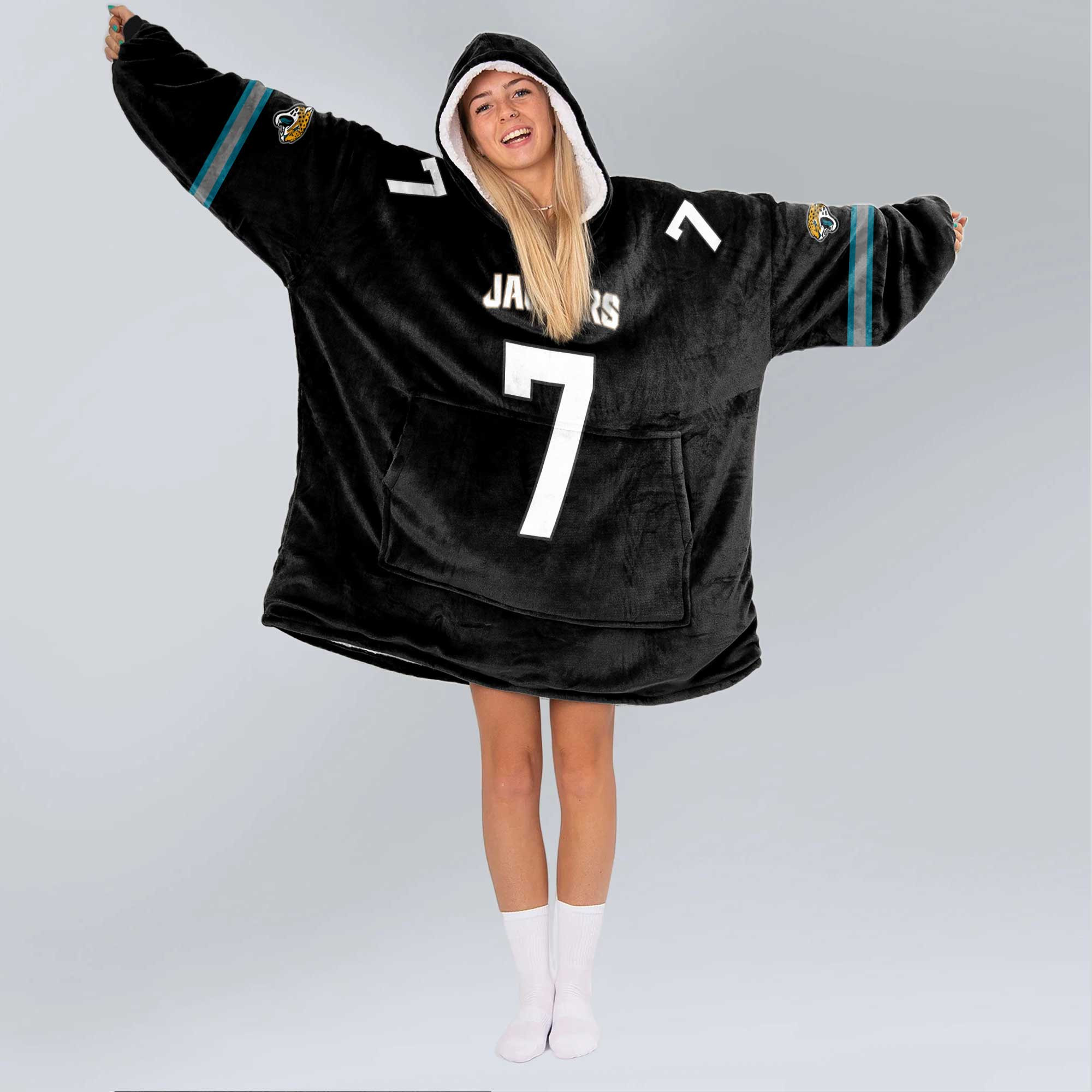 Adult 7 Jacksonville Football Unisex Blanket Hoodie