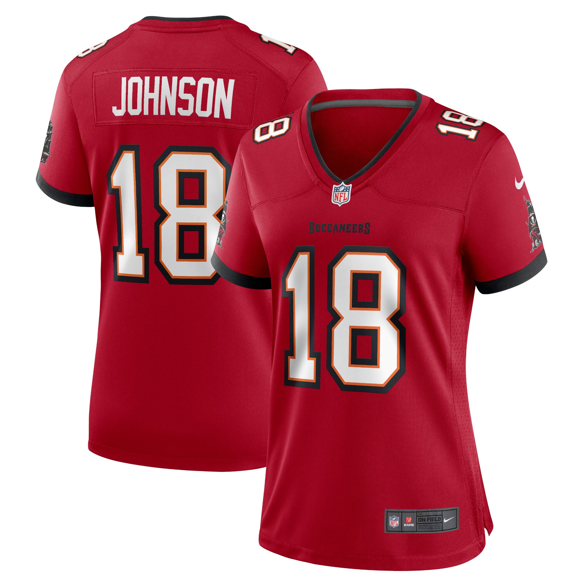 Tyler Johnson Tampa Bay Buccaneers  Women's Home Game Player Jersey - Red