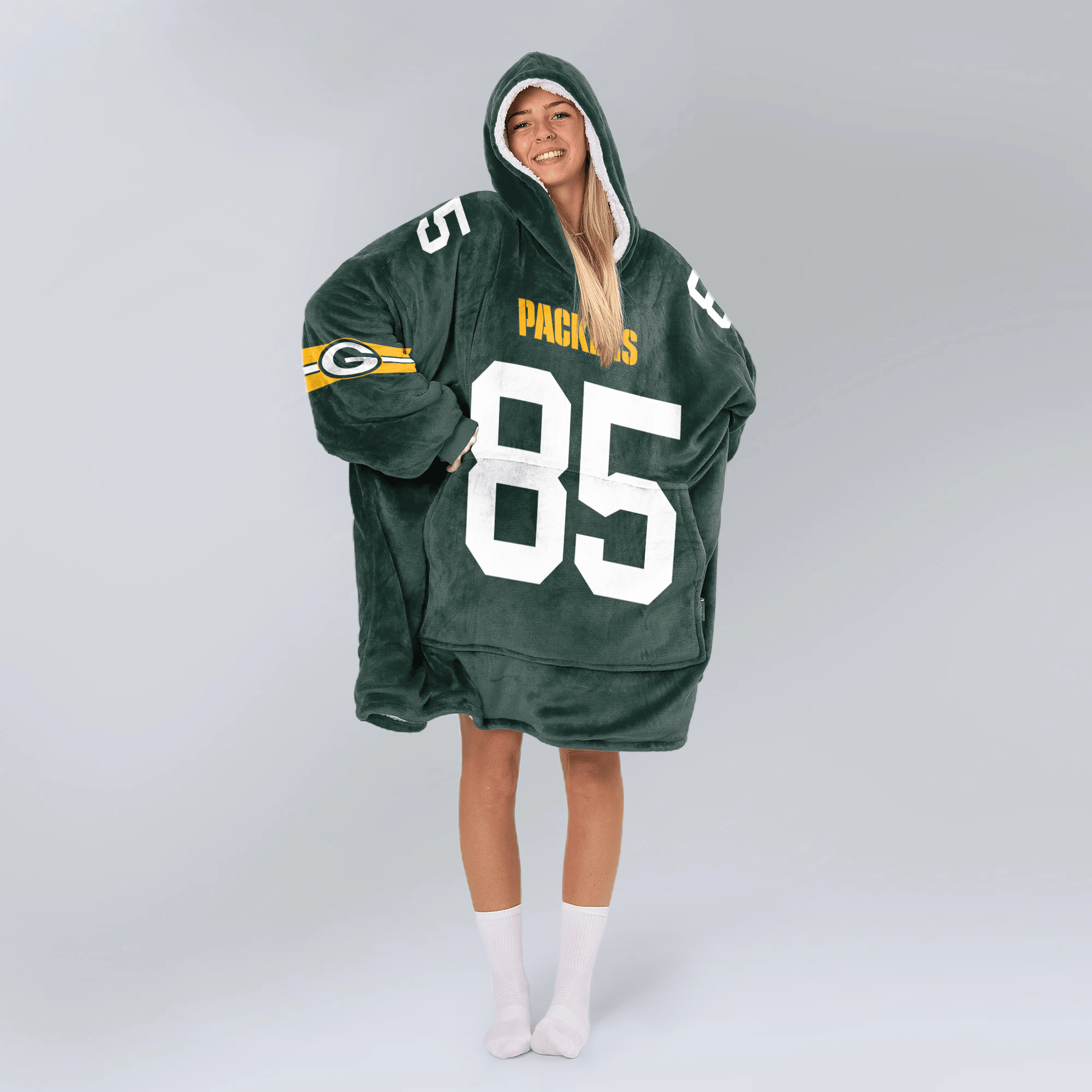 Adult T.K 85 Green Bay Football Unisex Blanket Hoodie